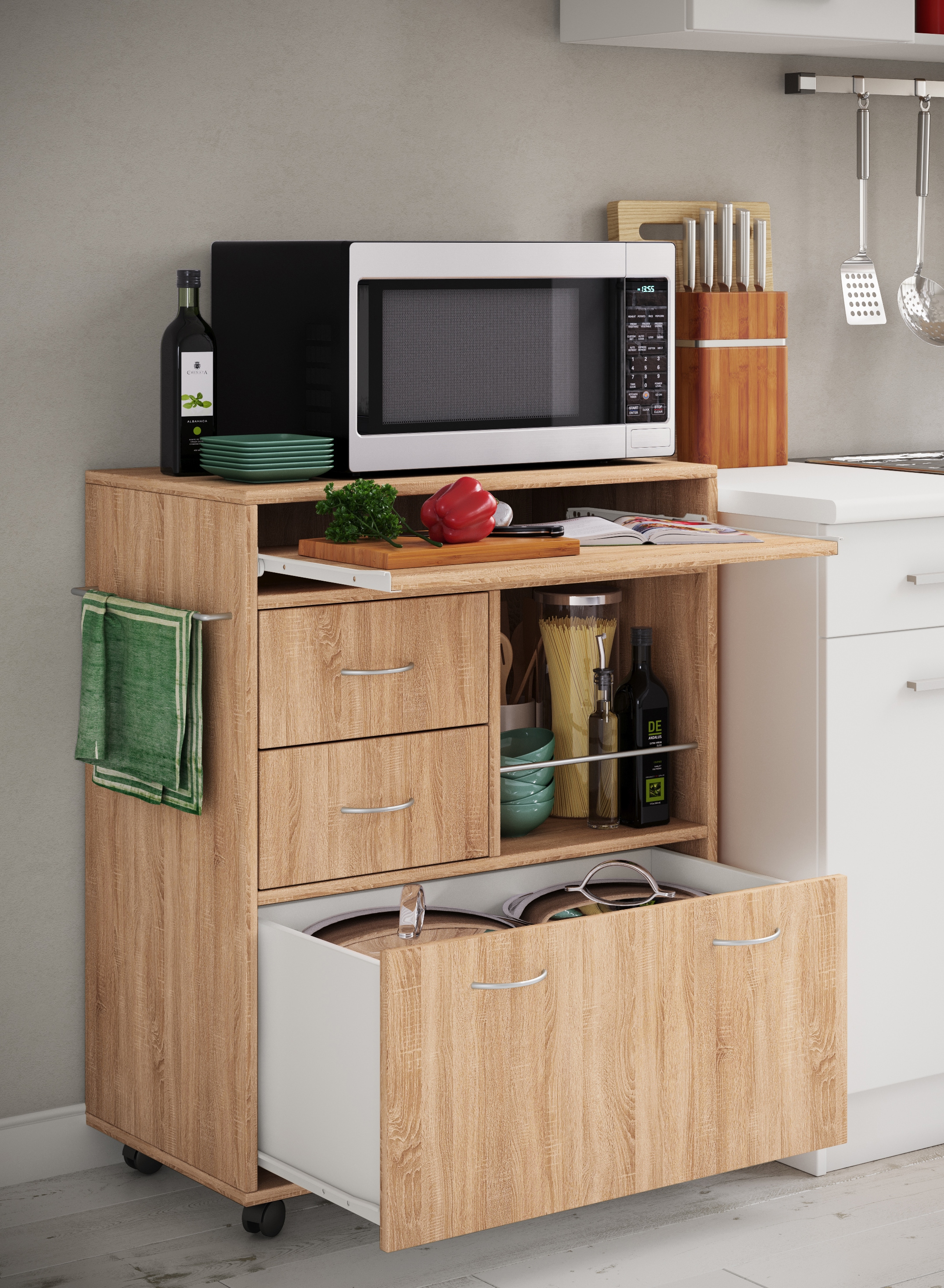 VCM Beistellschrank »VCM Küchenwagen | Rollwagen mit Schubladen und Ablage | Maße Rollwagen ca. H. 86 x B. 70 x T. 40 cm | rollbar | Servierwagen Kicha« 1 Stk. tlg.