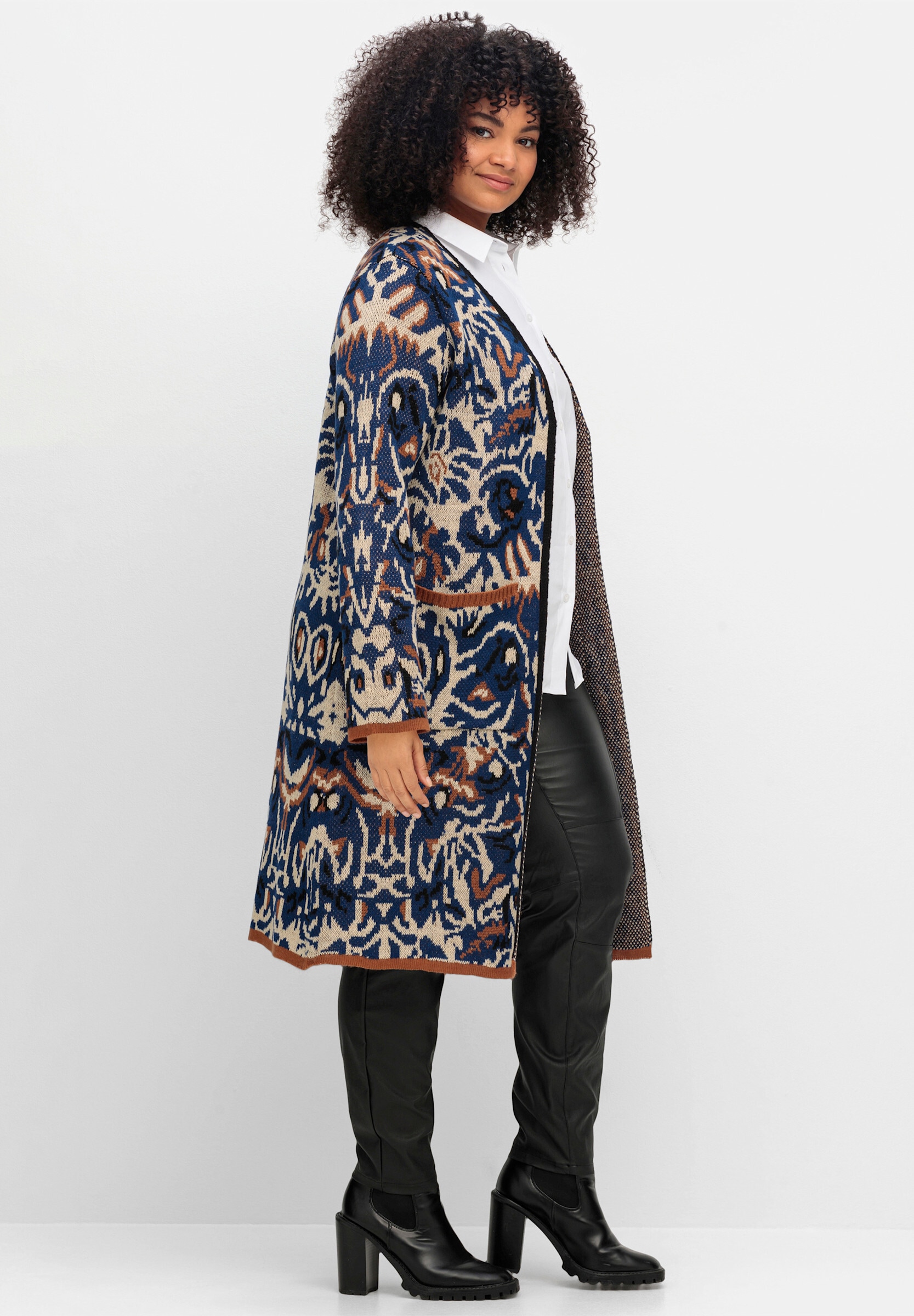 sheego by Joe Browns Strickjacke »Longstrickjacke Strickmantel mit Jacquardmuster«