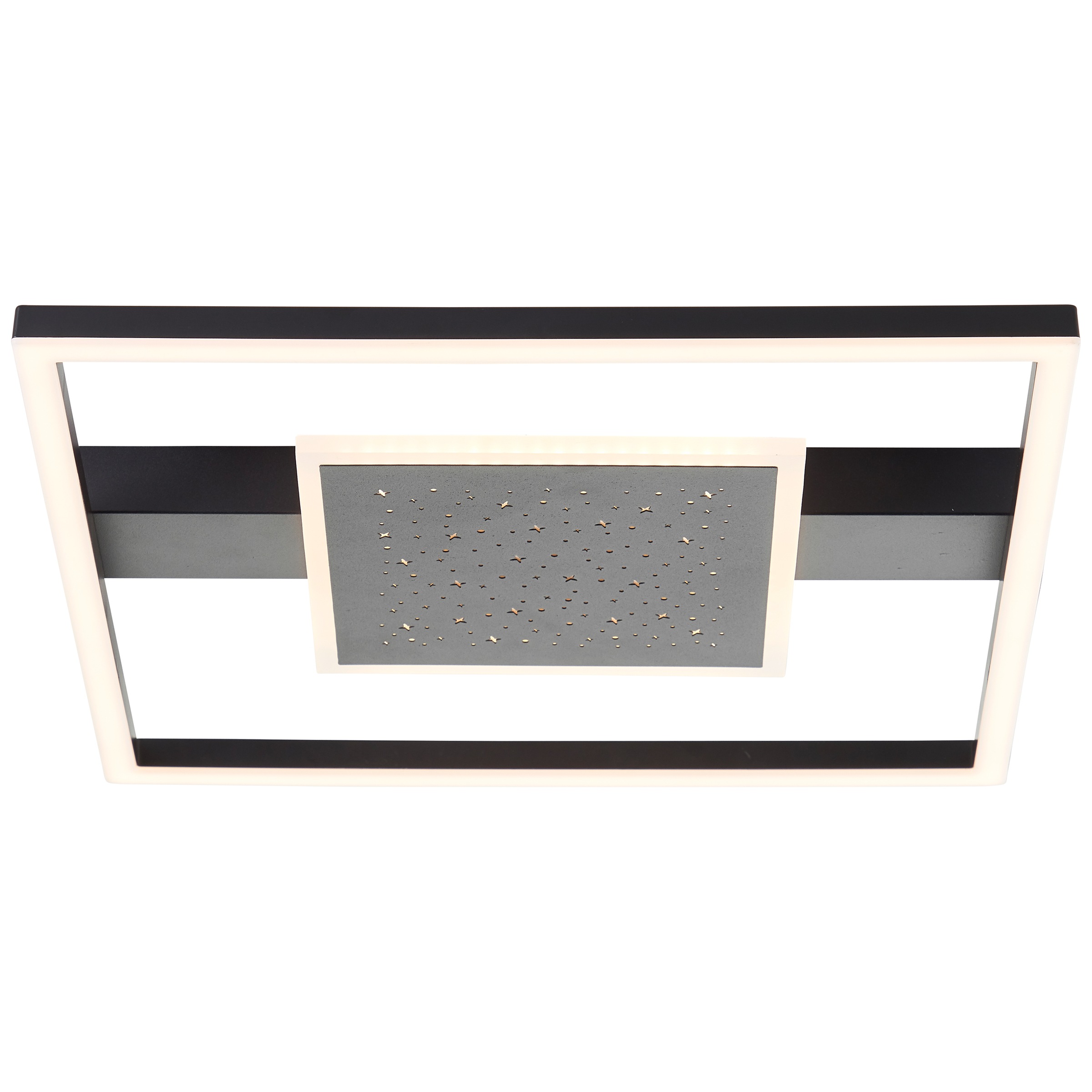 BreLight LED Deckenleuchte »Reno«, 37 x 37 cm, 3500 lm, 3000 K, Sternenglanz, schwarz