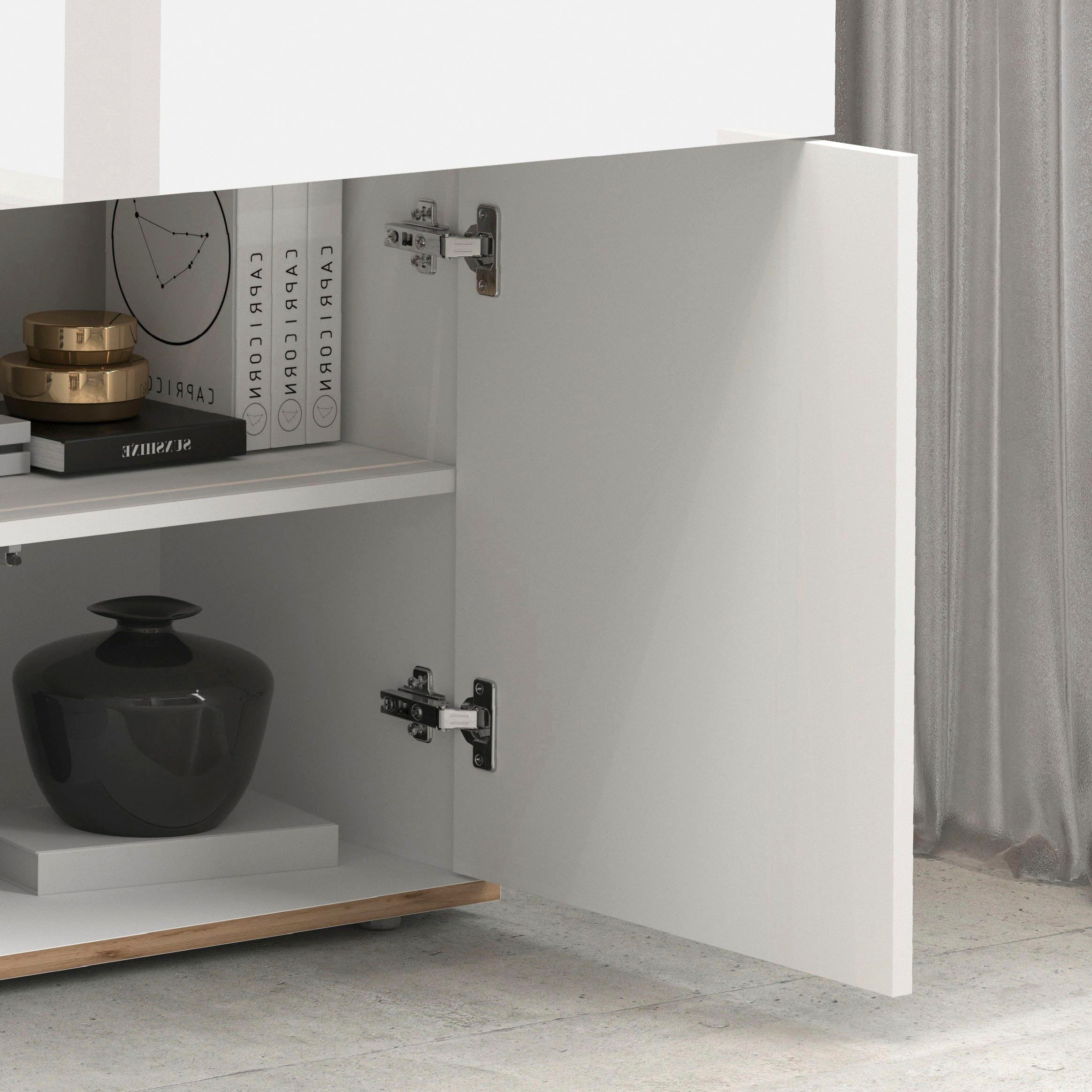 OTTO home Sideboard »Garda Kommode, Schrank, 4 Türen mit Push-to-Open, Made in Italy« Hochglanzlackierte Fronten,2 Schubladen, grifflos Breite 160,1 cm