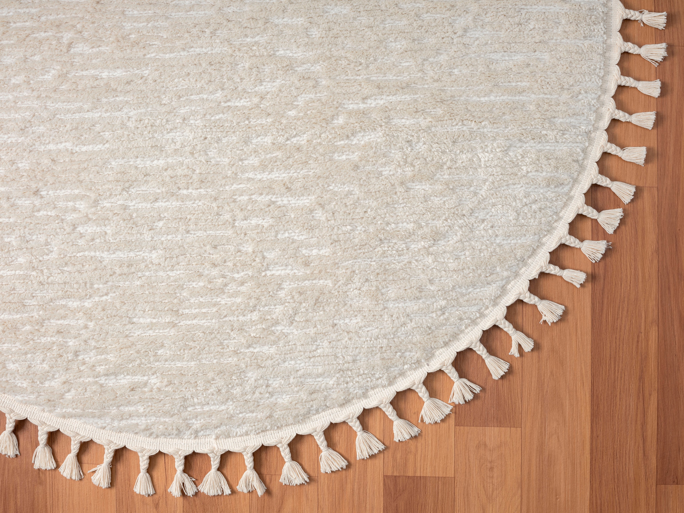 Myflair Möbel & Accessoires Hochflor-Teppich »Moroccan Pureness«, rund, 24 mm Höhe, moderner Teppich, Uni-Farben, weich durch Hochflor, mit Fransen