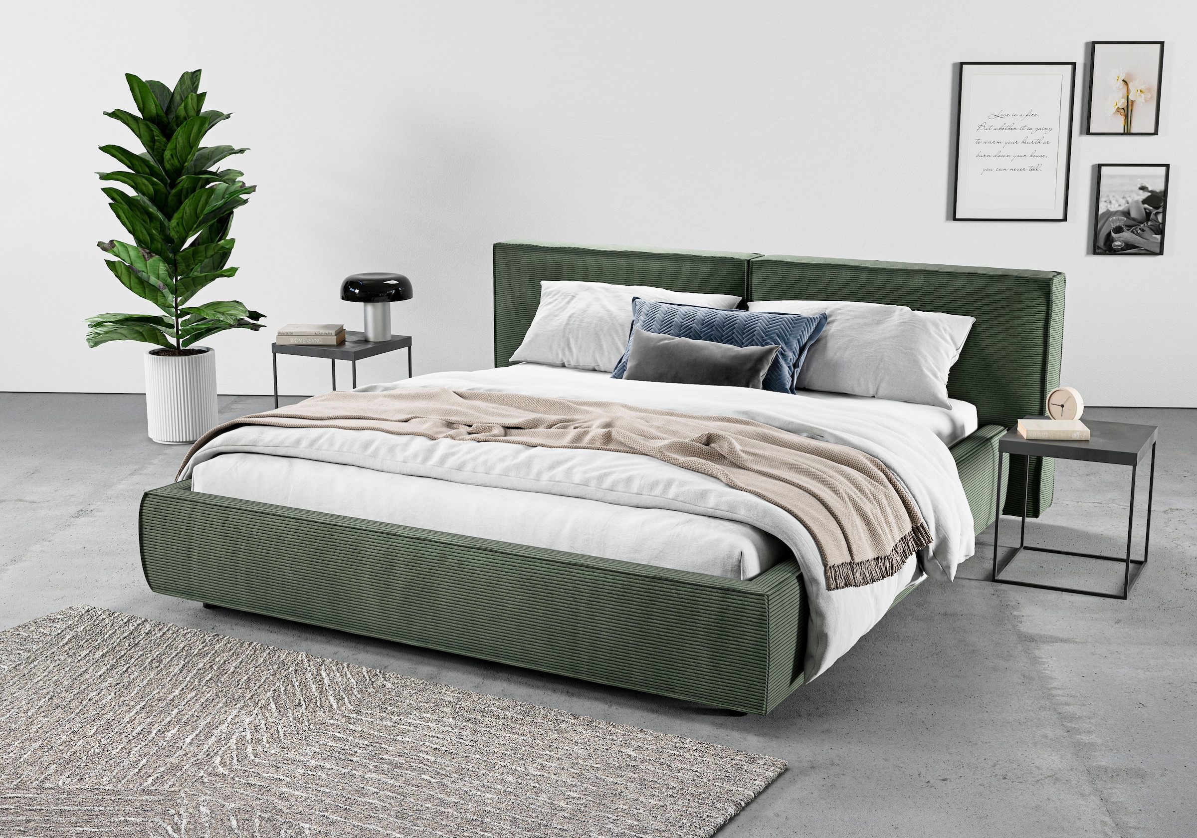 Home affaire Polsterbett »Adrina mit Biesenoptik, Feincord und Luxus-Microfaser« bis 280kg, auch in Überlänge 220 cm, 4 Breiten bis 200cm