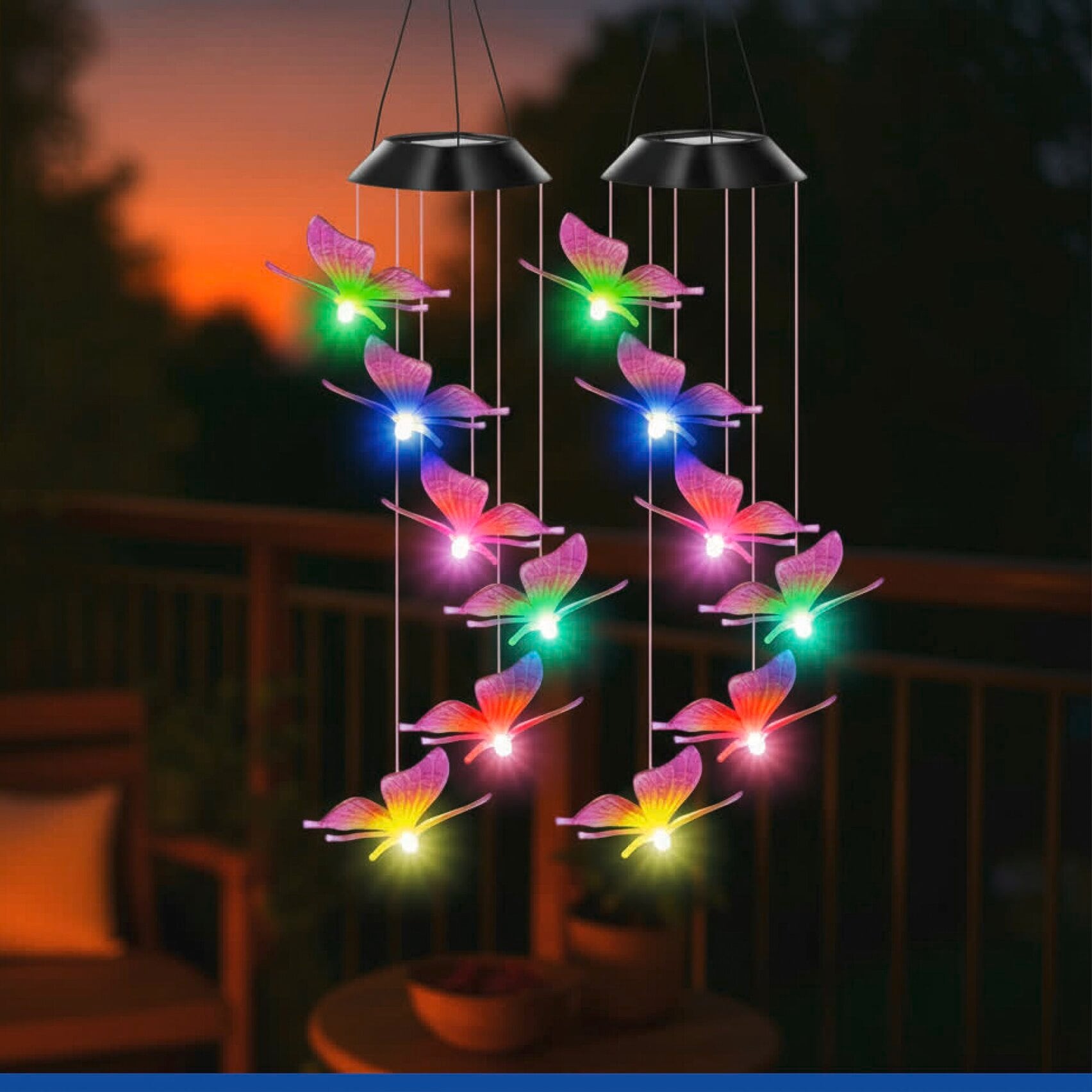 Maximex LED Gartenleuchte »Modell Schmetterling« 2 Stk. Extra-Warmweiß solarbetriebenes Windspiel mit farbwechselnden LEDs