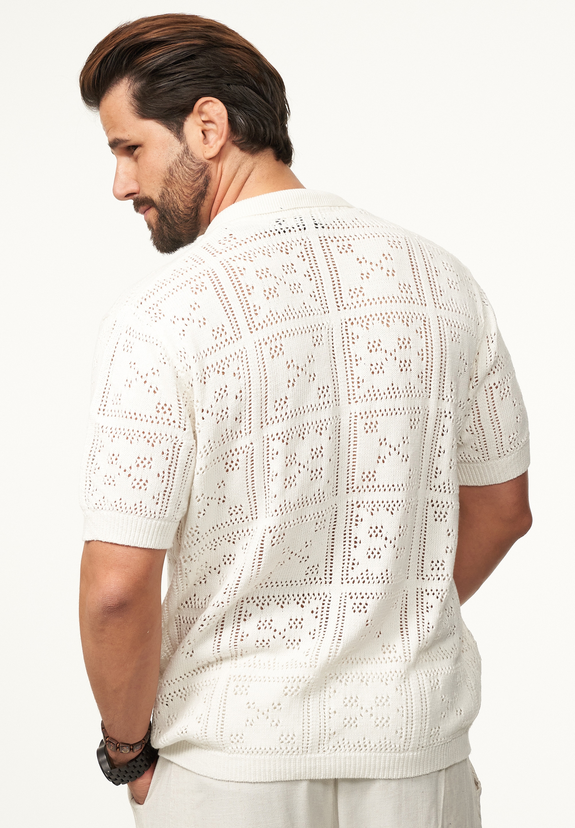 SOULSTAR Poloshirt »Kurzarm Strickhemd im Cardigan Stil mit Knopfleiste für Herren« Herren Kurzarm Strick Polo-Hemd Cardigan T-Shirt