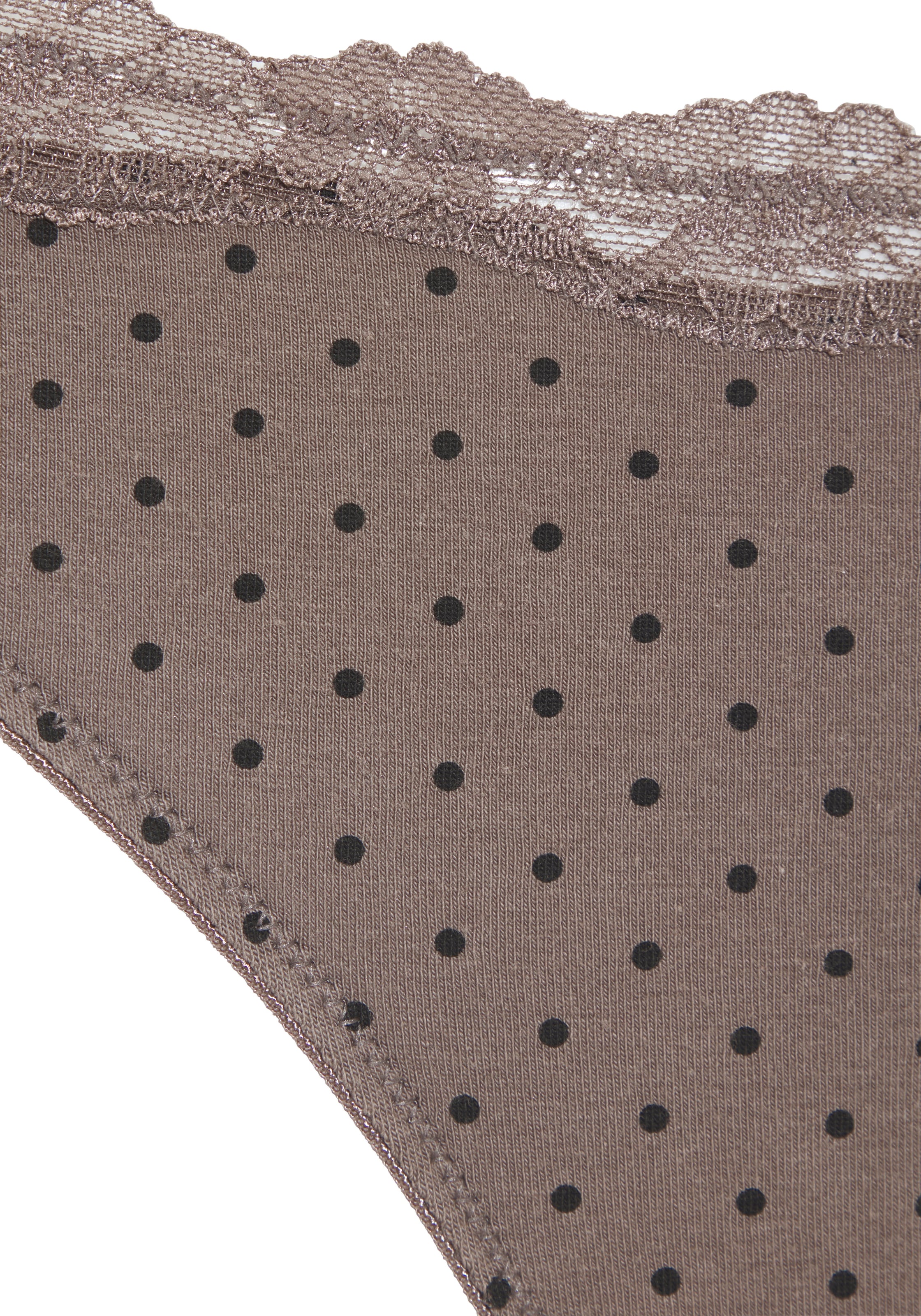 LASCANA String 3er-Pack,  aus elastischer Baumwolle mit zarter Spitze