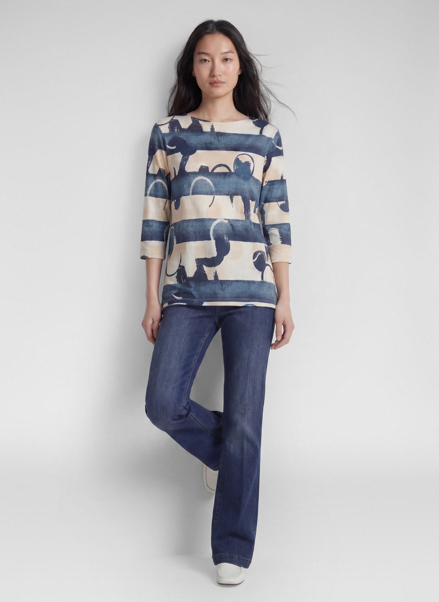 Rabe 3/4-Arm-Shirt mit grafischem Muster
