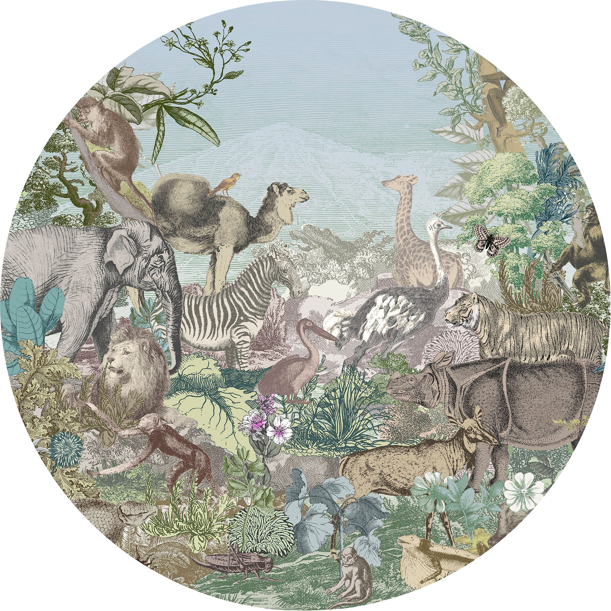Fototapete »Animal Kingdom«, 125x125 cm (Breite x Höhe), rund und selbstklebend