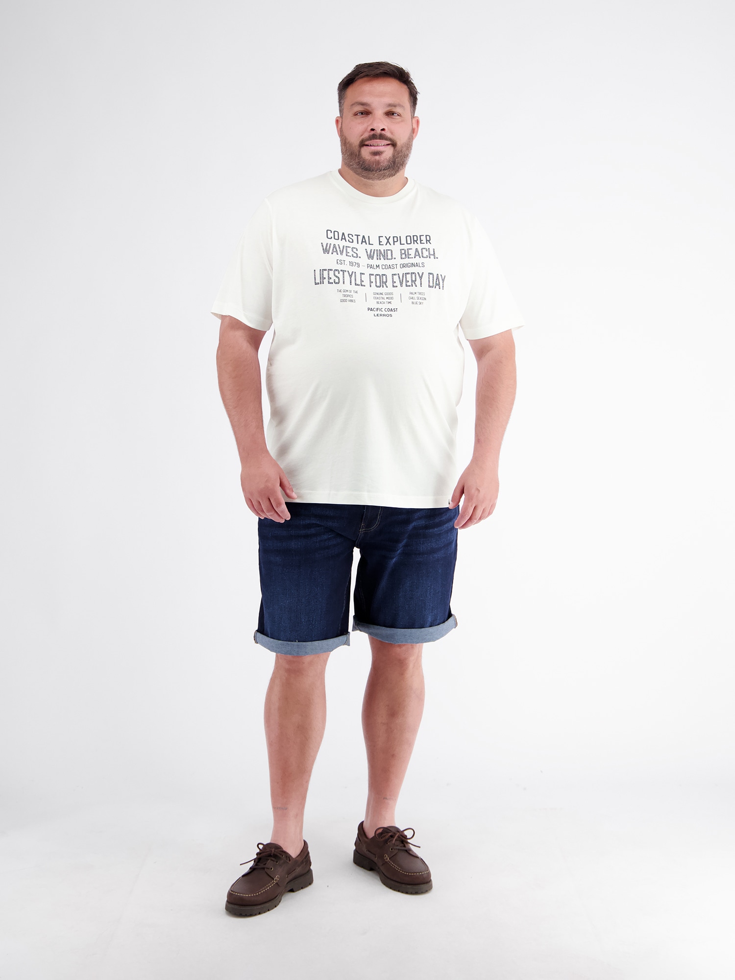 LERROS Rundhalsshirt »T-Shirt aus reiner Baumwolle mit Slogan-Print, große Größen«