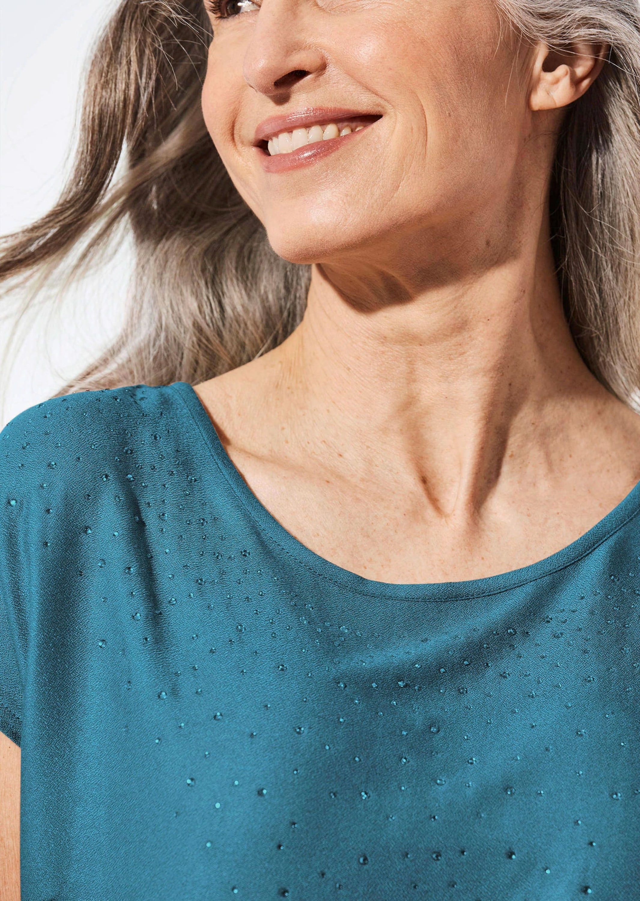 GOLDNER Schlupfbluse »Bluse Bluse mit Glitzersteinen«