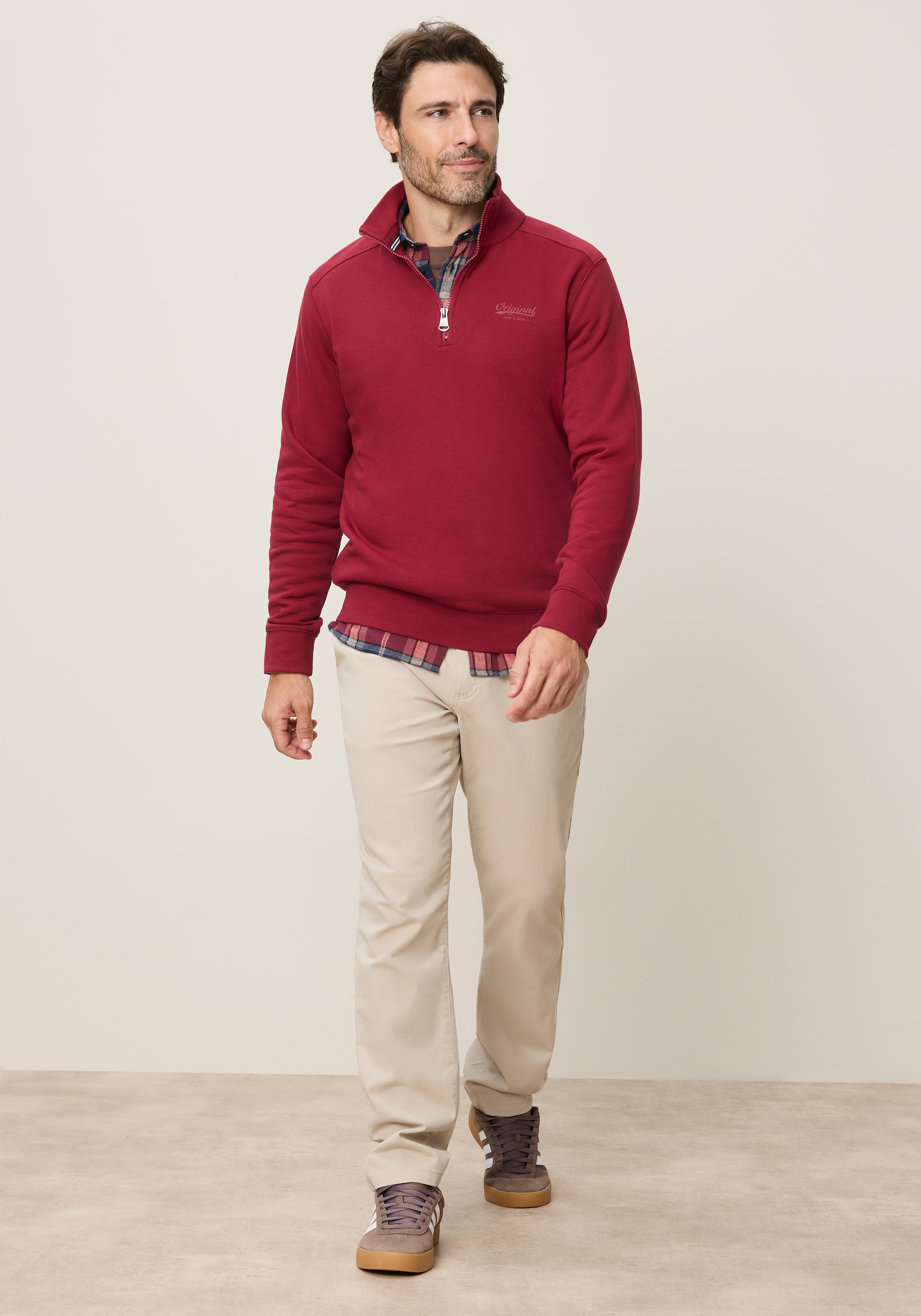 Man's World Sweatshirt , mit Troyerkragen, normale Passform, auch in großen Größen
