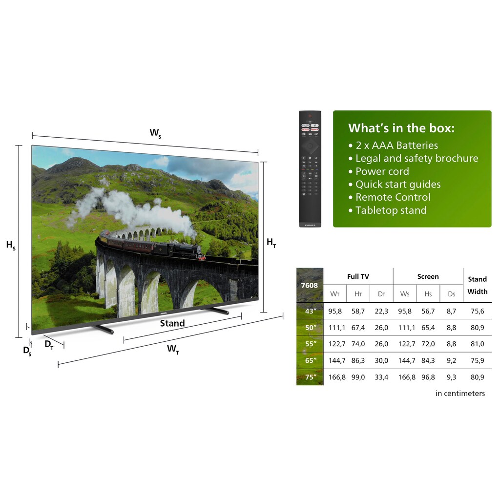 Philips LED-Fernseher »50PUS7608/12«, 126 cm/50 Zoll, 4K Ultra HD, Smart-TV