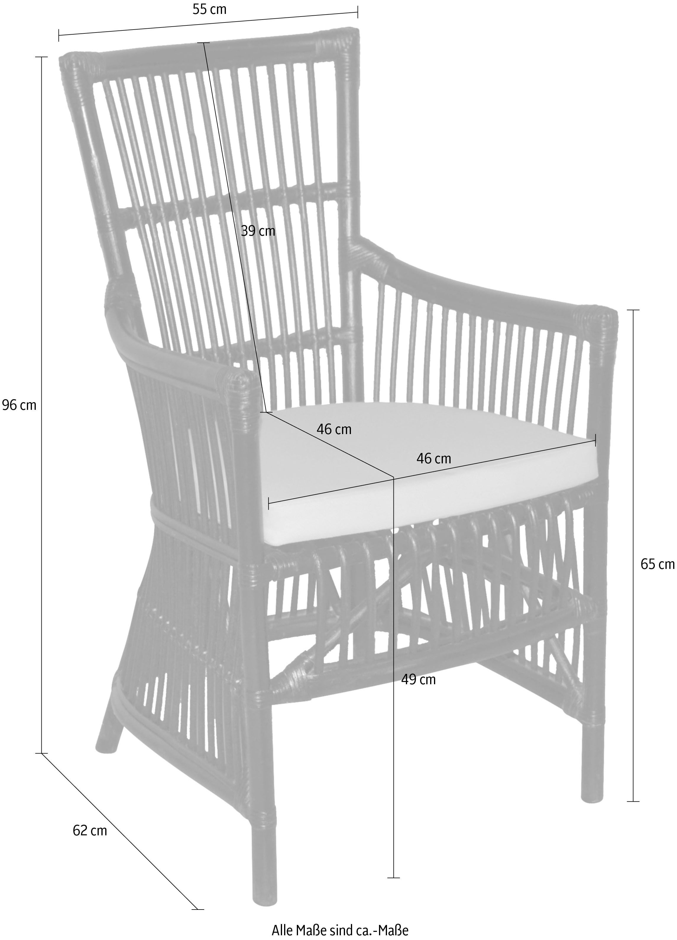 HOFMANN LIVING AND MORE Esszimmersessel, (1 St., Inklusive Sitzkissen), Handgeflochten