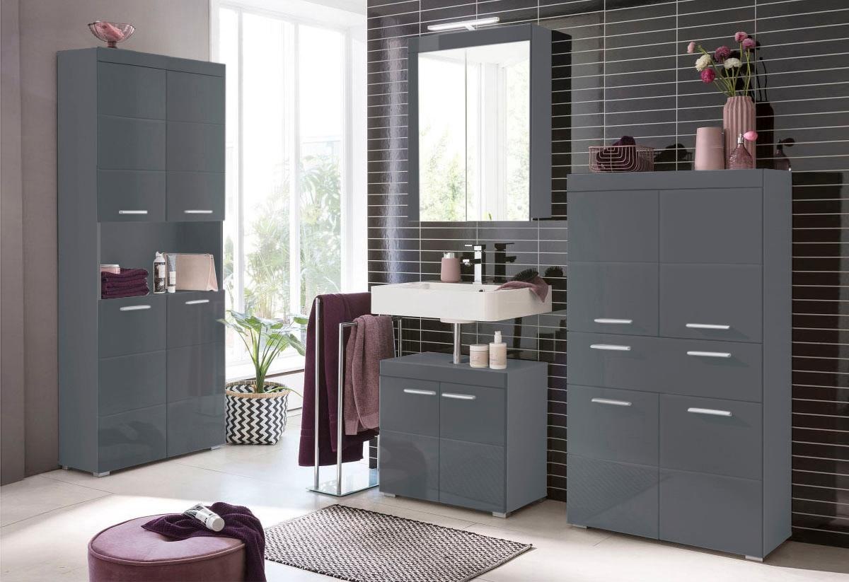 welltime Hochschrank »Avena«, Badschrank 4-türig mit o. Fach und 4 Einlegeböden - B/T/H 73/31/190 cm