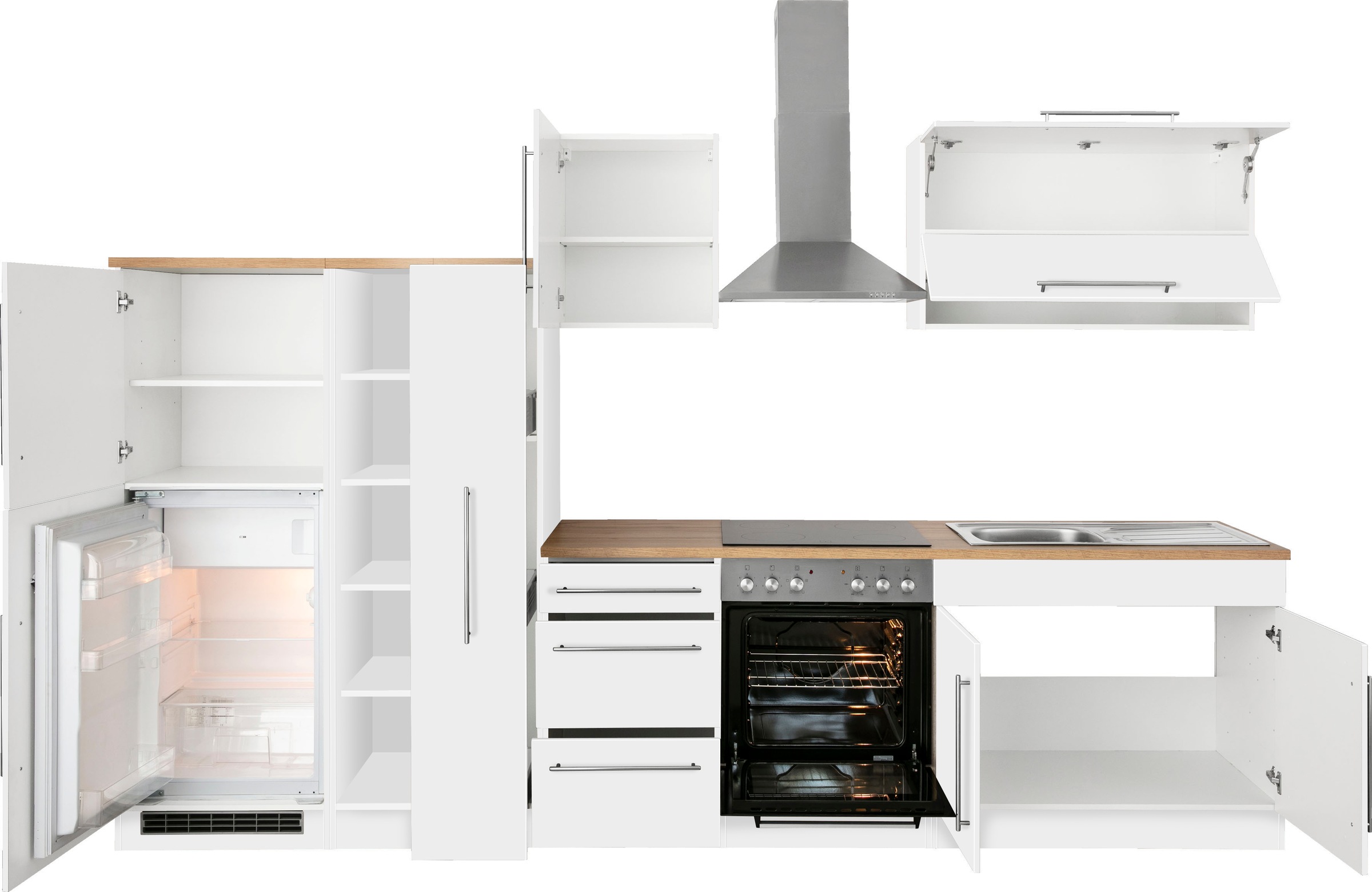 KOCHSTATION Küchenzeile »KS-Samos« Breite 330 cm, wahlweise mit E-Geräten, mit Arbeitsplatte