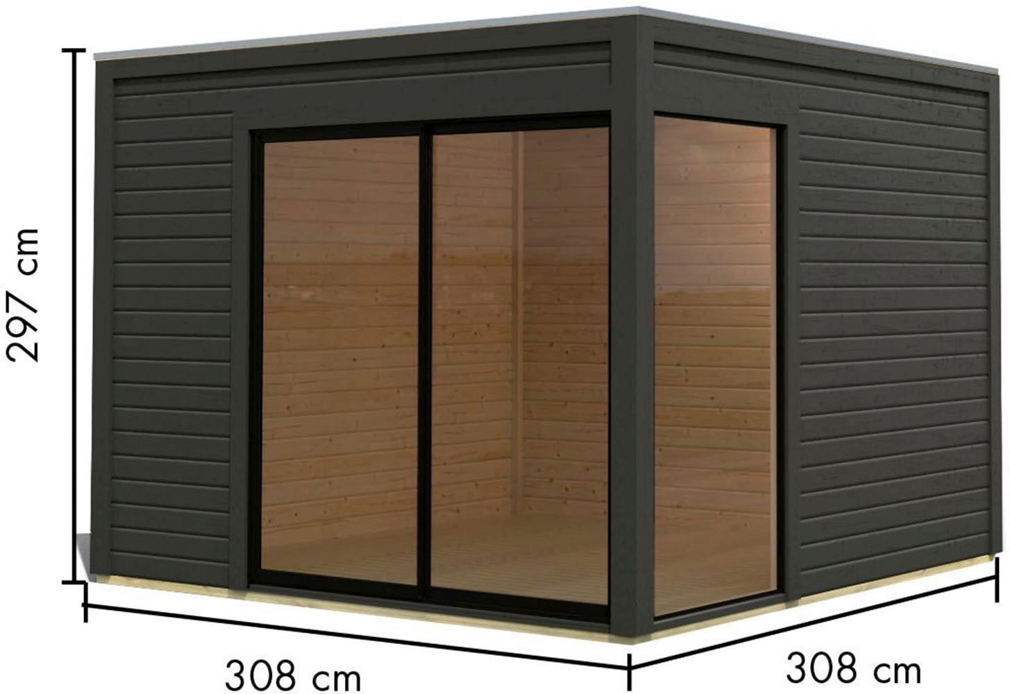 Karibu Gartenhaus »"Ditsche 1", mit Boden und Dachfolie im Paket«, naturbelassen oder anthrazit