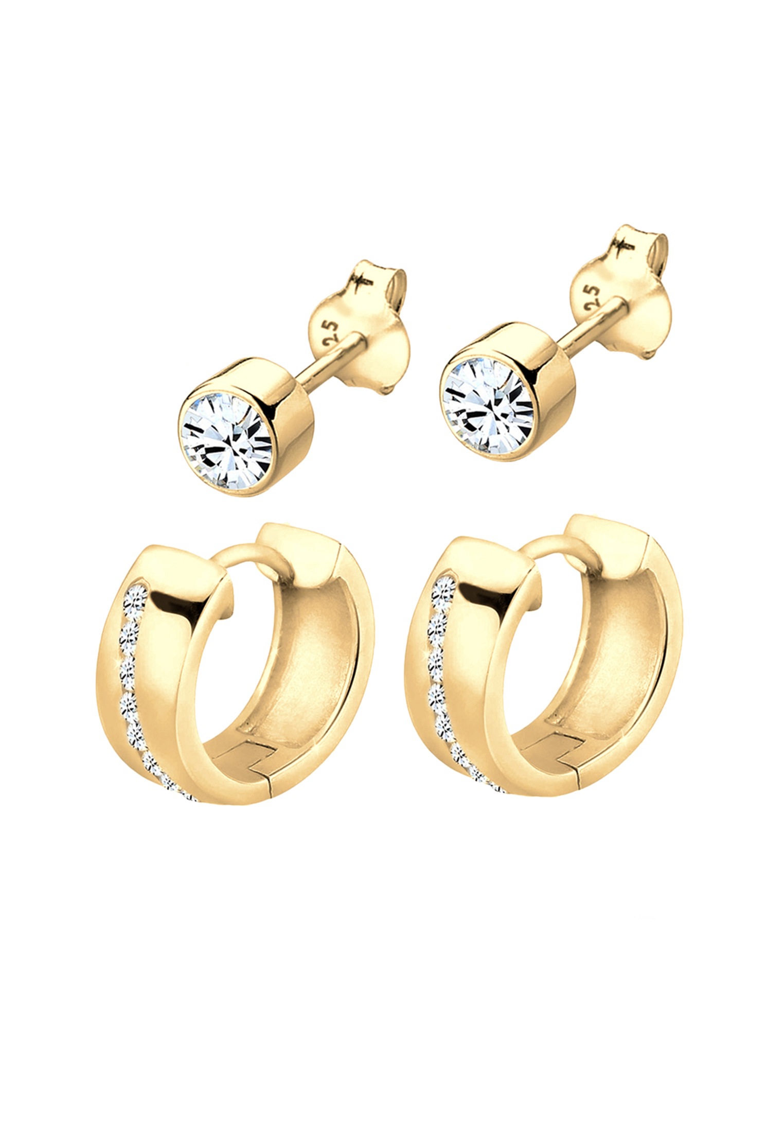 Elli Ohrstecker-Set »Ohrringe Ohrstecker Creolen Weiß 925 Sterling Silber, mit Kristallen von Swarovski®«
