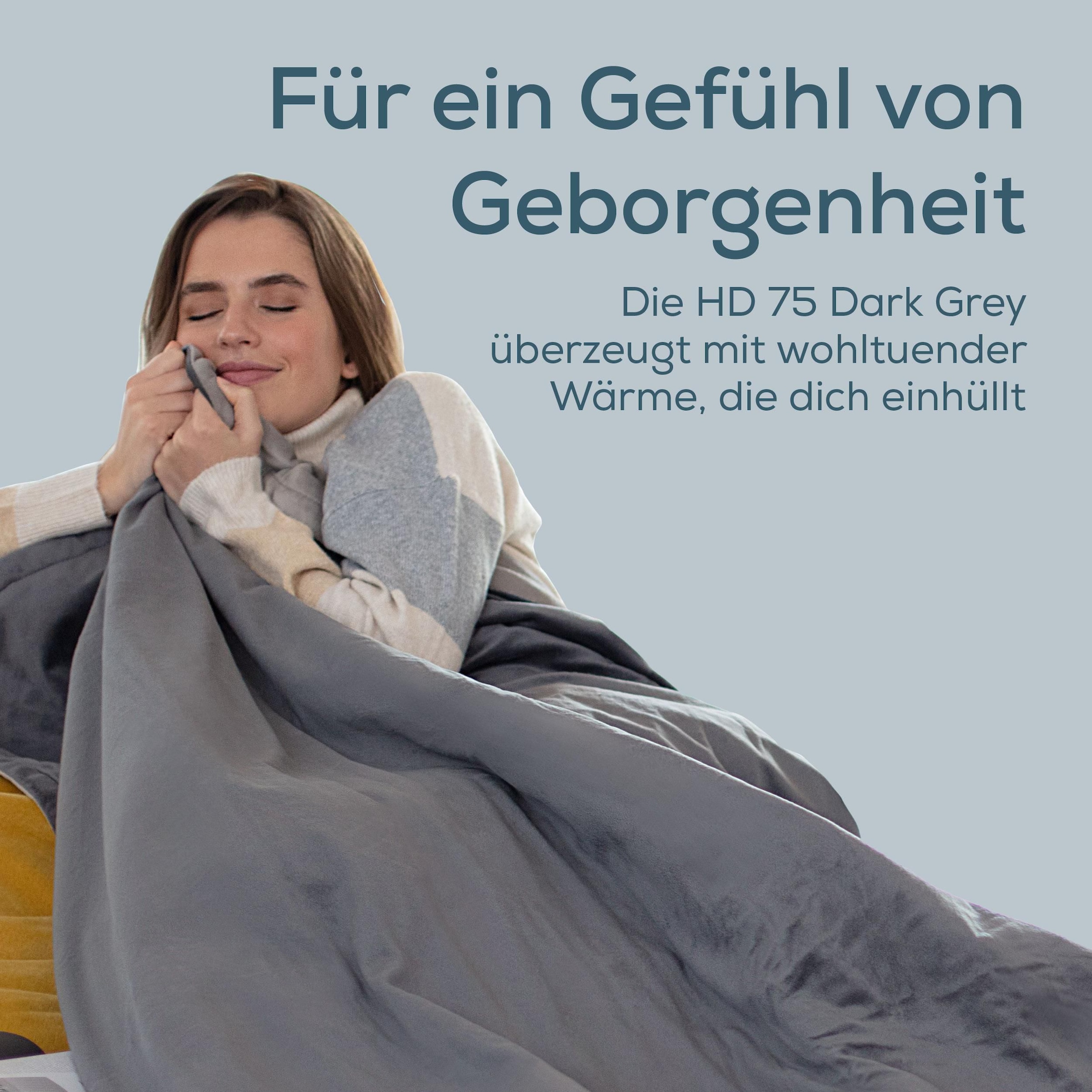 BEURER Heizdecke »HD 75 Cosy Dark-Grey, elektrische Wärmedecke zum Einkuscheln« Mit 6 Temperaturstufen, Abschaltautomatik, maschinenwaschbar