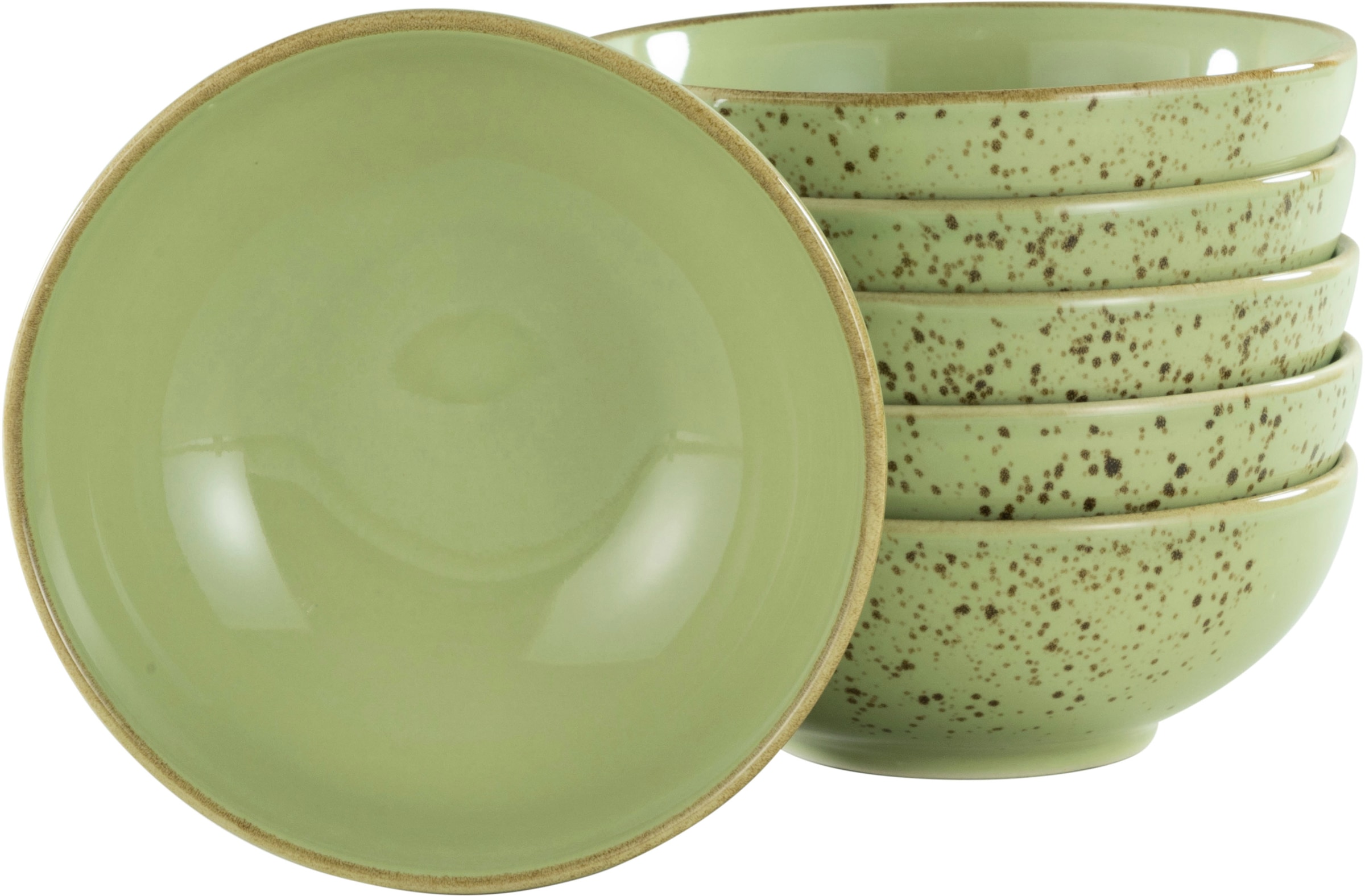 Creatable Müslischale »NATURE COLLECTION« 6 Stk. aus Steinzeug Salatschale in grün, Größe Ø 16,5 cm