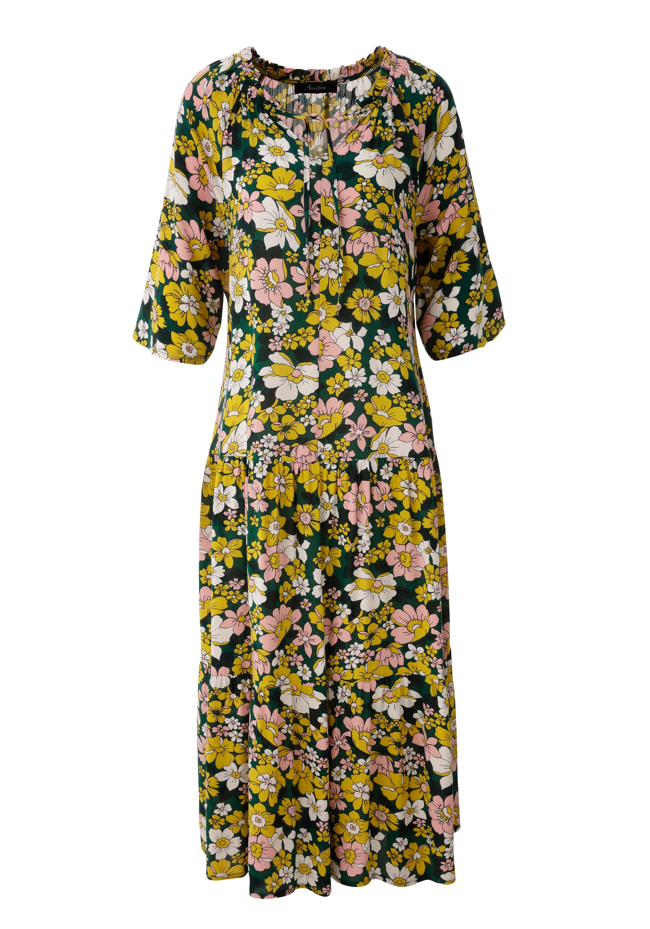 Aniston CASUAL Sommerkleid mit farbenfrohen Blütendruck - jedes Teil ein Unikat - NEUE KOLLEKTION