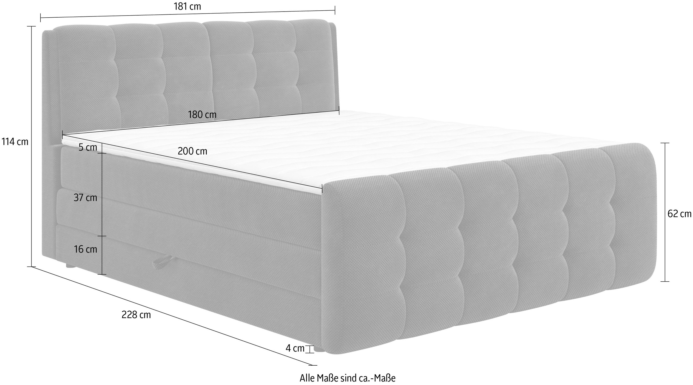 COTTA Boxspringbett »Fort mit Bettkasten, inkl. Topper« erhältlich in verschiedenen Breiten (160cm, 180cm & 200cm)