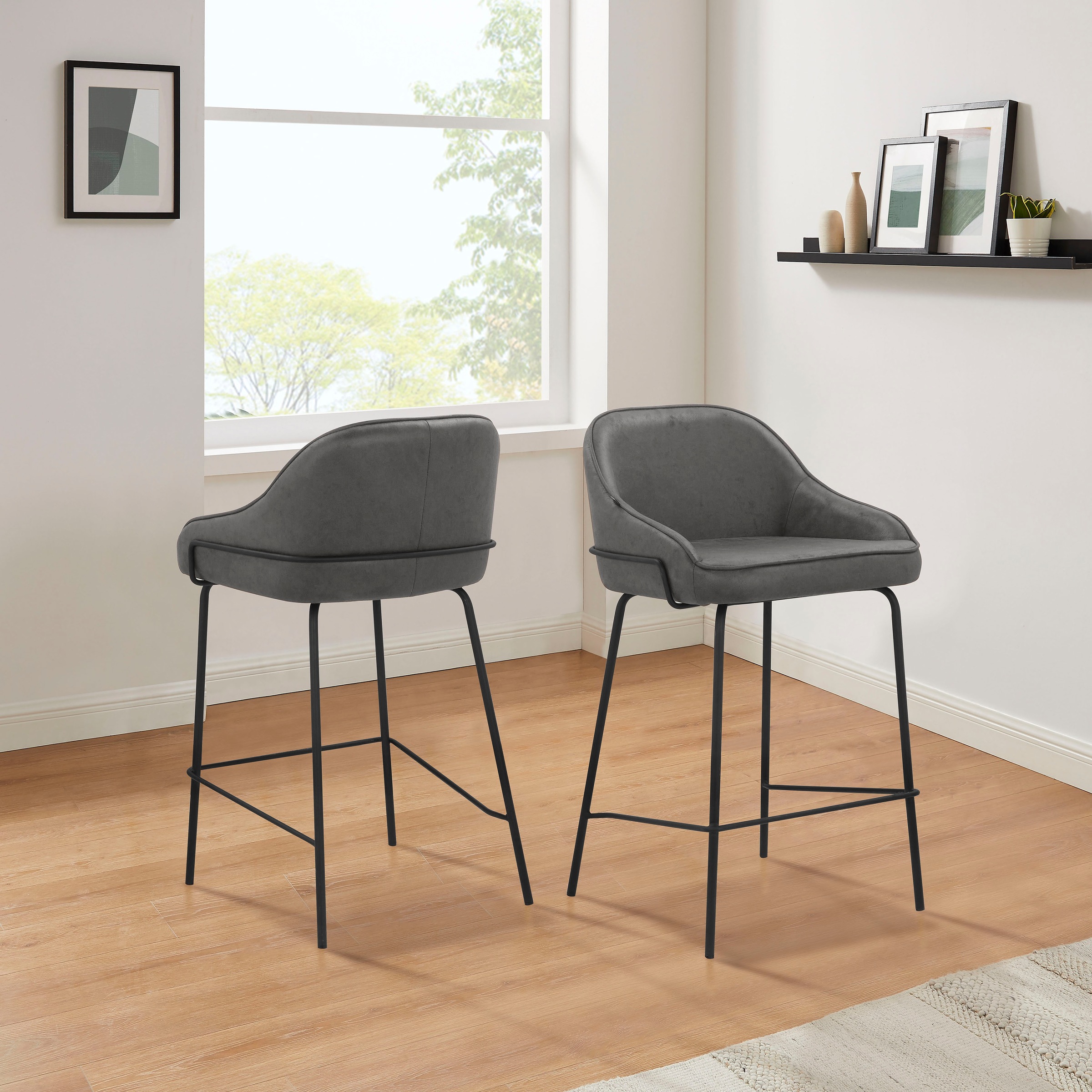 Leonique 4-Fußstuhl »Puant«, 2 St., Luxus-Microfaser, mit Stoff aus Polyester/recyceltem Polyester, Sitzhöhe 65 cm