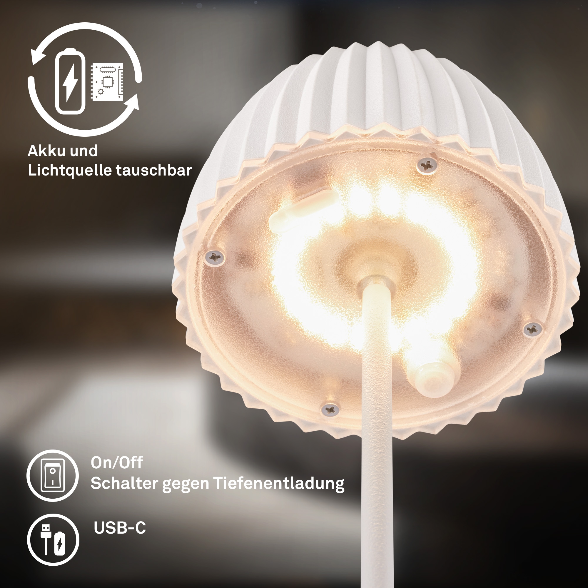 Briloner Leuchten LED Tischleuchte »Akku LED Tischleuchte« LED-Modul