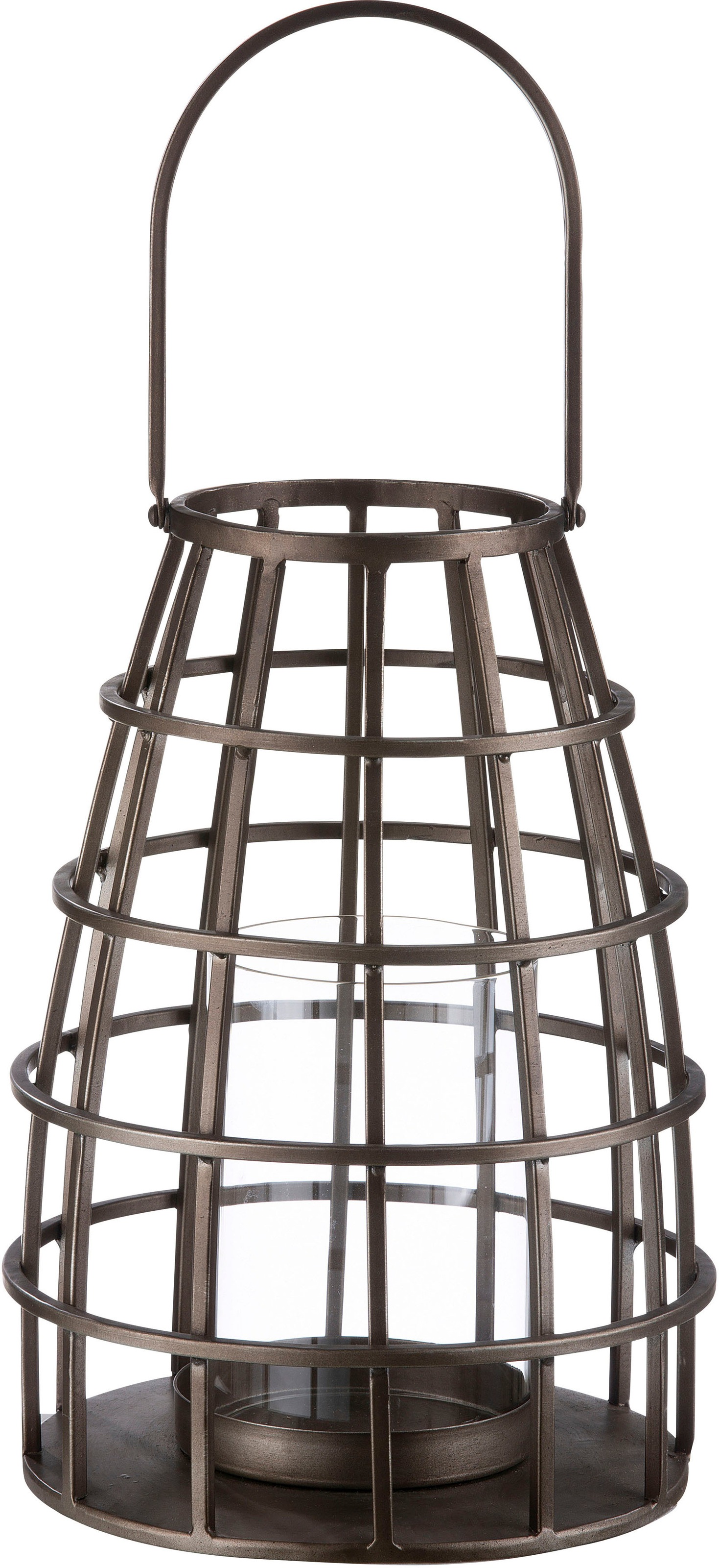 Casablanca By Gilde Kerzenlaterne »Kerzenhalter Gateo« aus Metall mit Glaseinsatz in silberfarben, Größe B/H/T: 25 cm x 35 cm x 25 cm