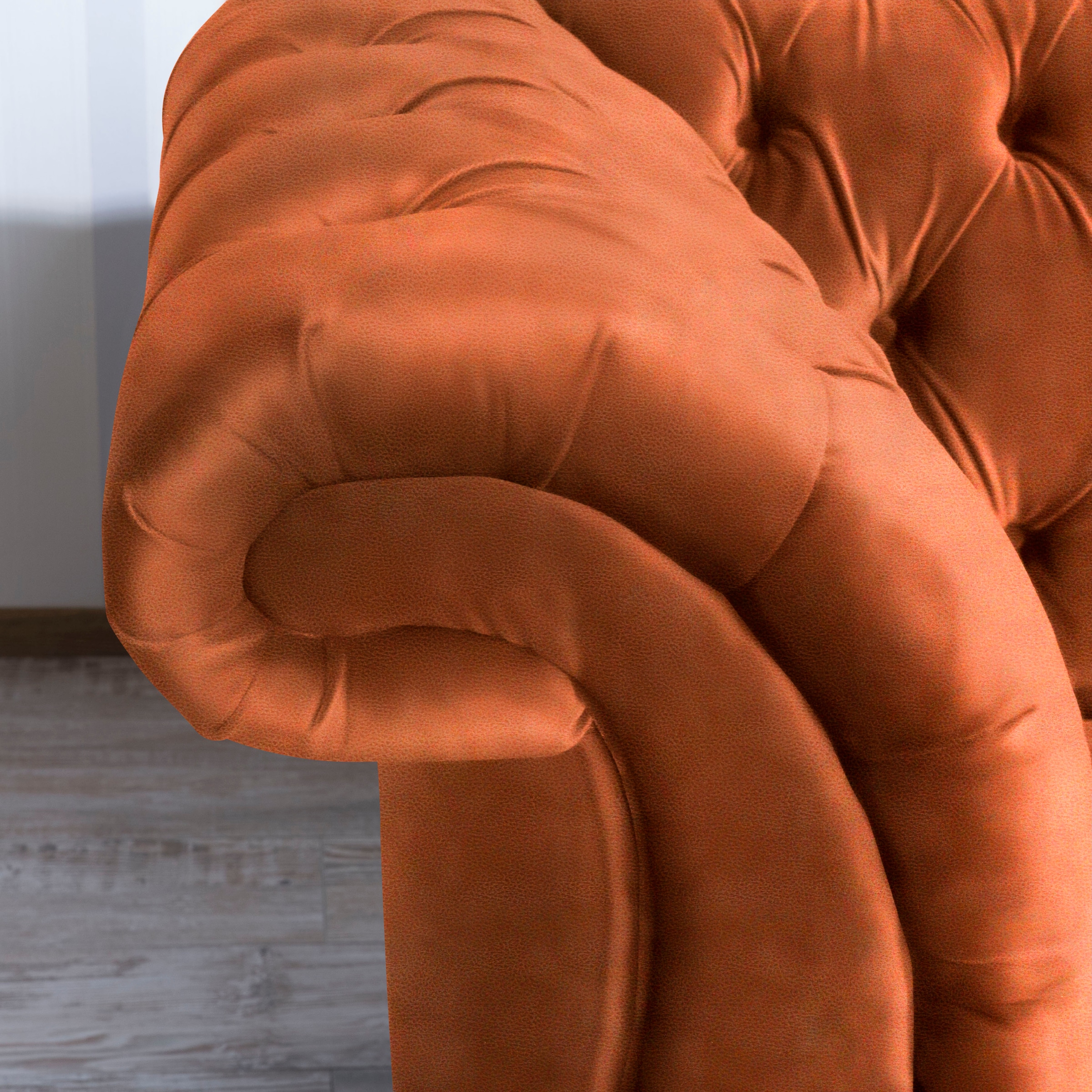 Max Winzer® Chesterfield-Sofa »Isabelle«, Knopfheftung & gedrechselten Füßen in Buche Nussbaum, Breite 200 cm