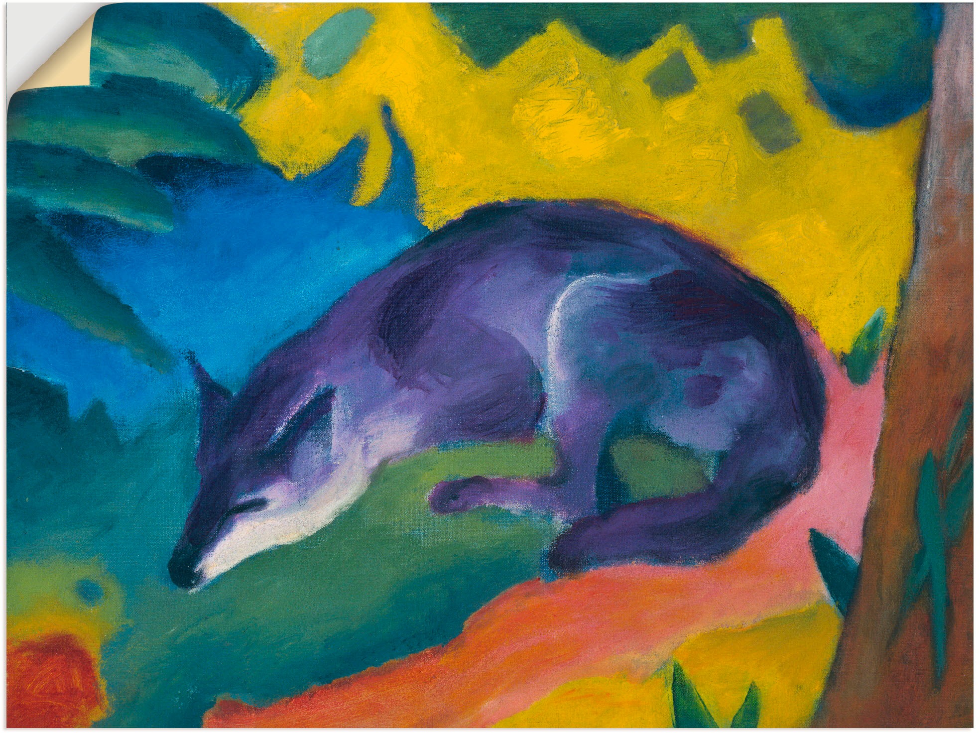 Artland Wandbild »Blauschwarzer Fuchs. 1911.«, Wildtiere, (1 St.), in vielen Größen & Produktarten - Alubild / Outdoorbild für den Außenbereich, Leinwandbild, Poster, Wandaufkleber / Wandtattoo auch für Badezimmer geeignet