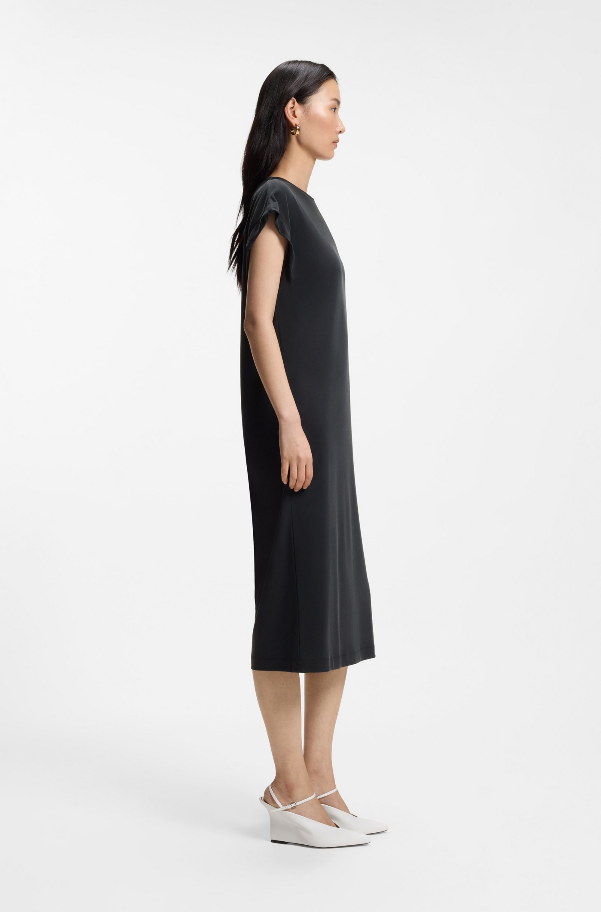 BOSS ORANGE Midikleid »Endra Premium Damenmode« mit Knotendetail, gerade geschnitten