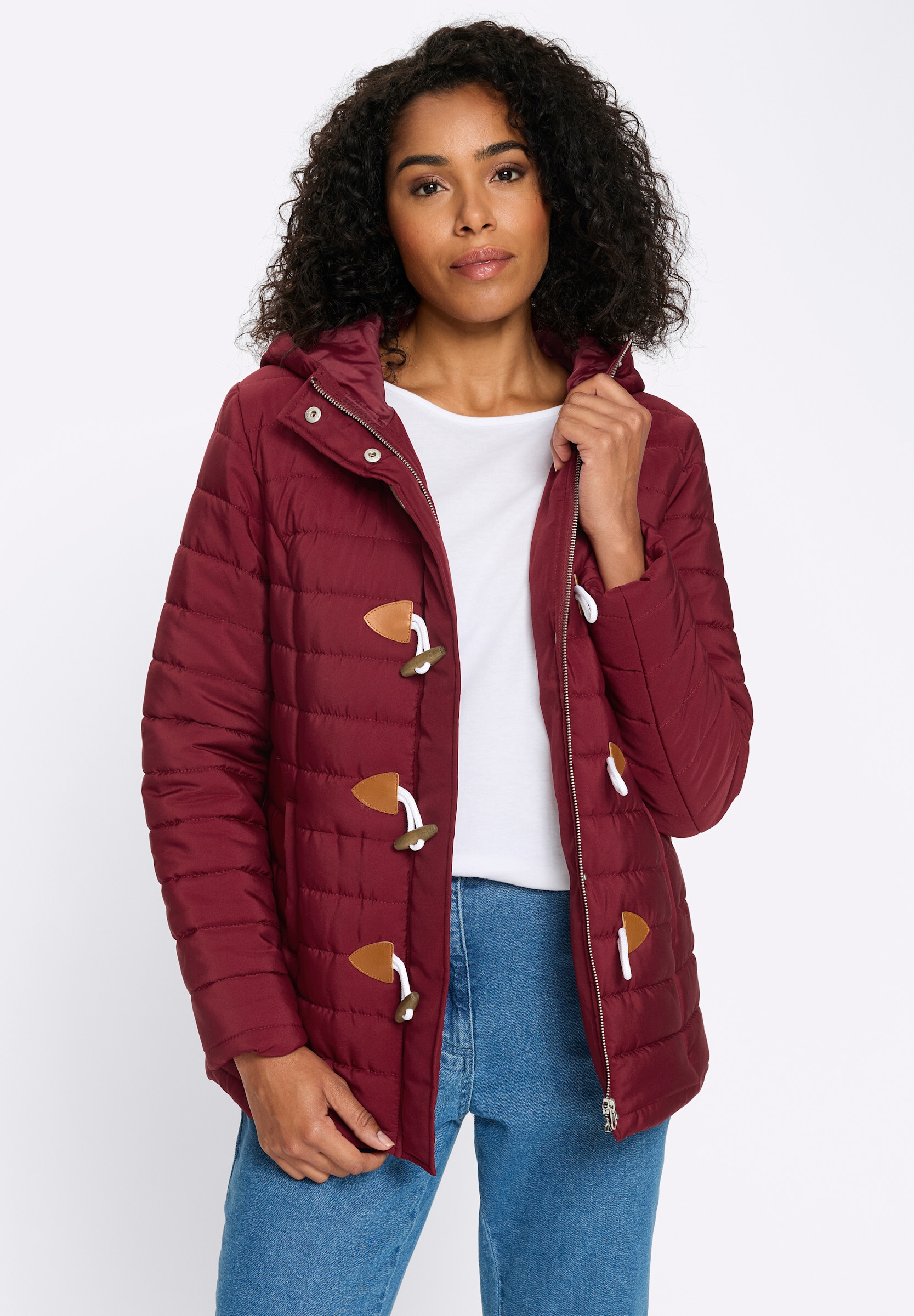 Sieh an! Steppjacke »Steppjacke Steppjacke mit Knebelknöpfen« mit Kapuze