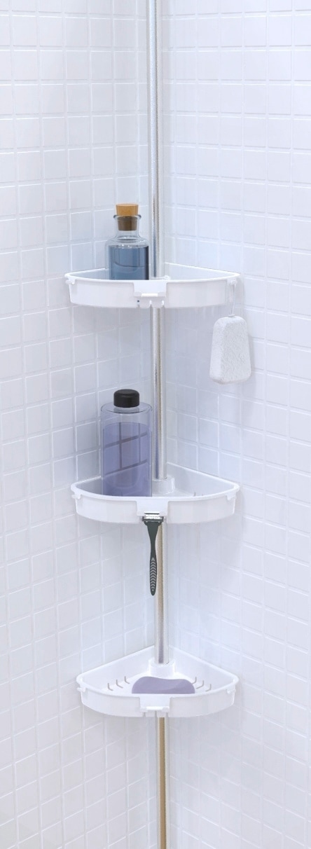 Bischof Duschregal »Coin« stufenlos höhenverstellbar von 135 - 260 cm in weiß, Größe B/H/T: 25 cm x 135 cm x 25 cm