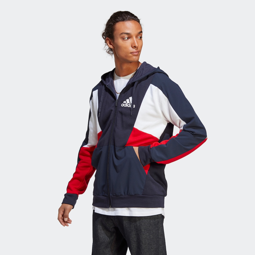 adidas Sportswear Kapuzensweatjacke »ESSENTIALS COLORBLOCK KAPUZENJACKE«, (1 tlg.)