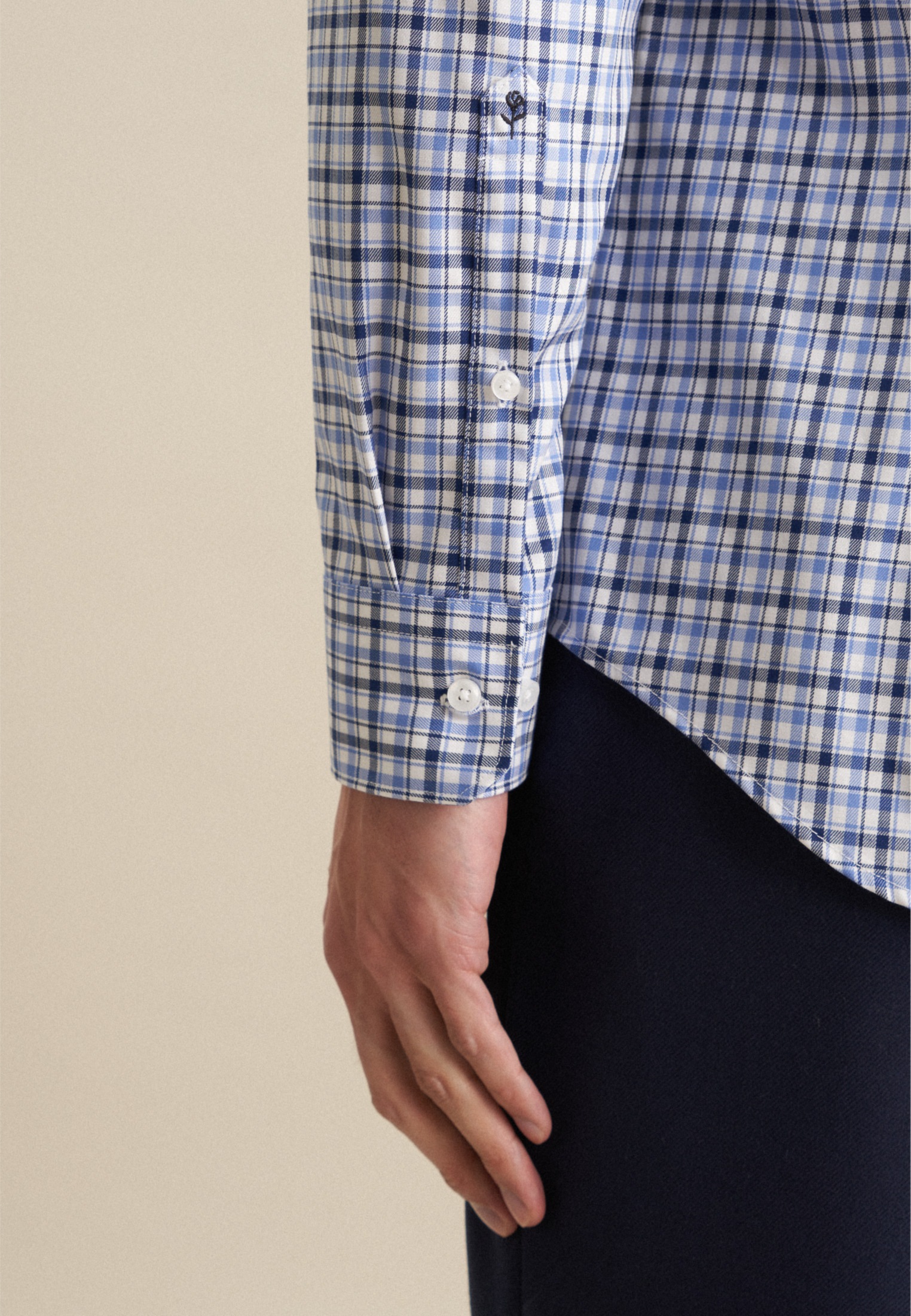 seidensticker Businesshemd »Slim«, Slim Langarm Button-Down-Kragen Karo