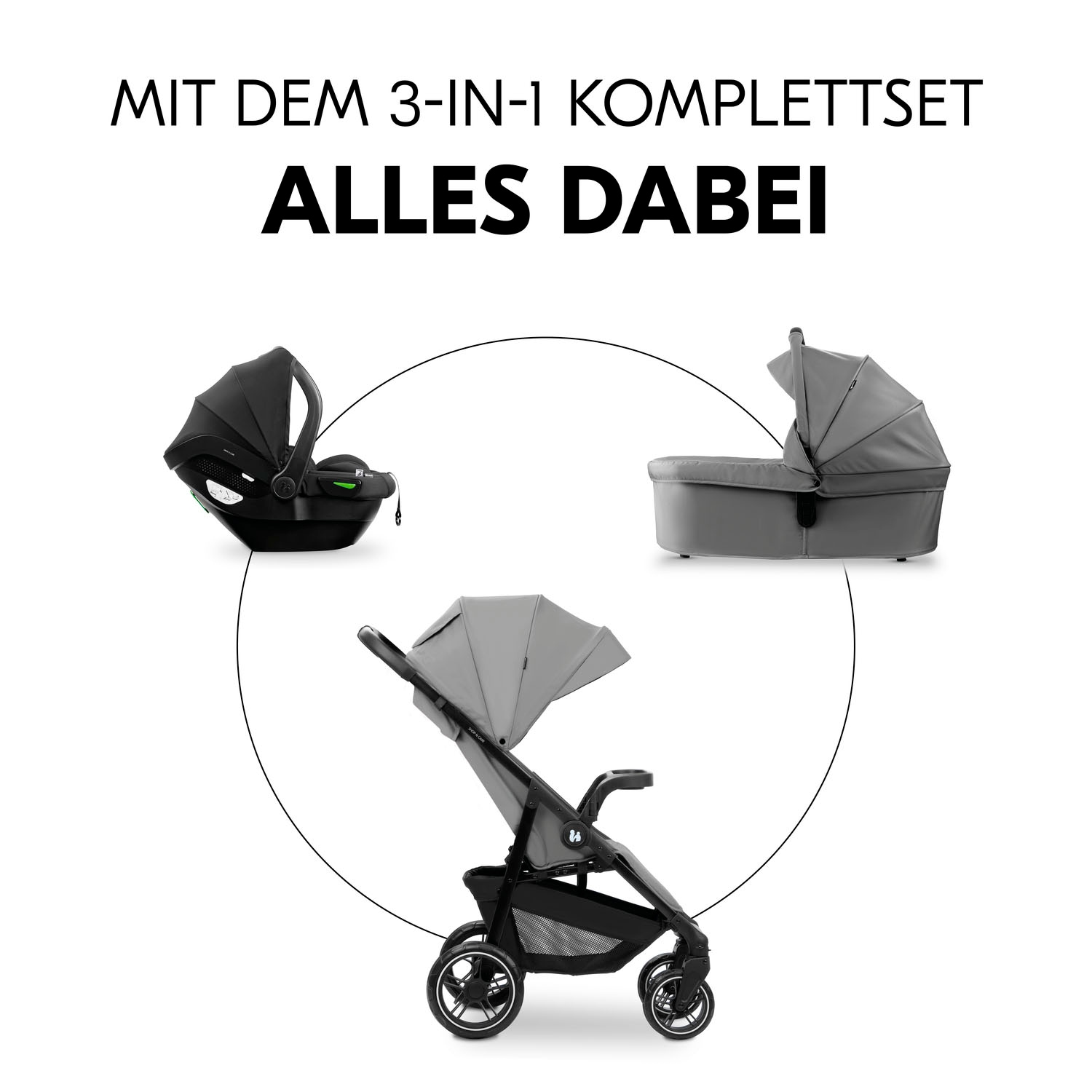 Hauck Kinder-Buggy »Shop N Care Trio Set«, inkl. Babyschale, Babywanne und Adapter