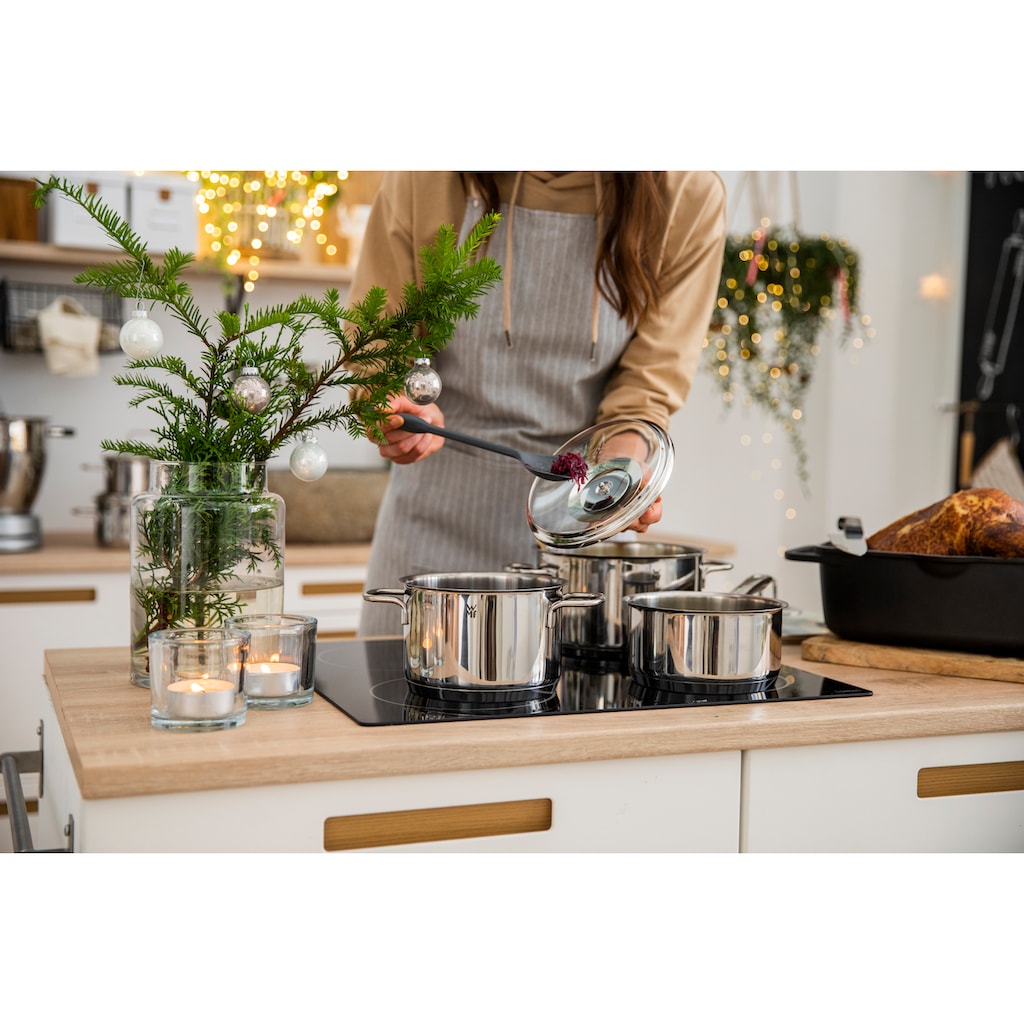 WMF Topf-Set »Astoria«, Cromargan® Edelstahl Rostfrei 18/10, (Set, 9 tlg., 1 Bratentopf Ø 16/20 cm, 1 Fleischtopf Ø 16/20 cm, 1 Stieltopf Ø 16 cm), Induktion