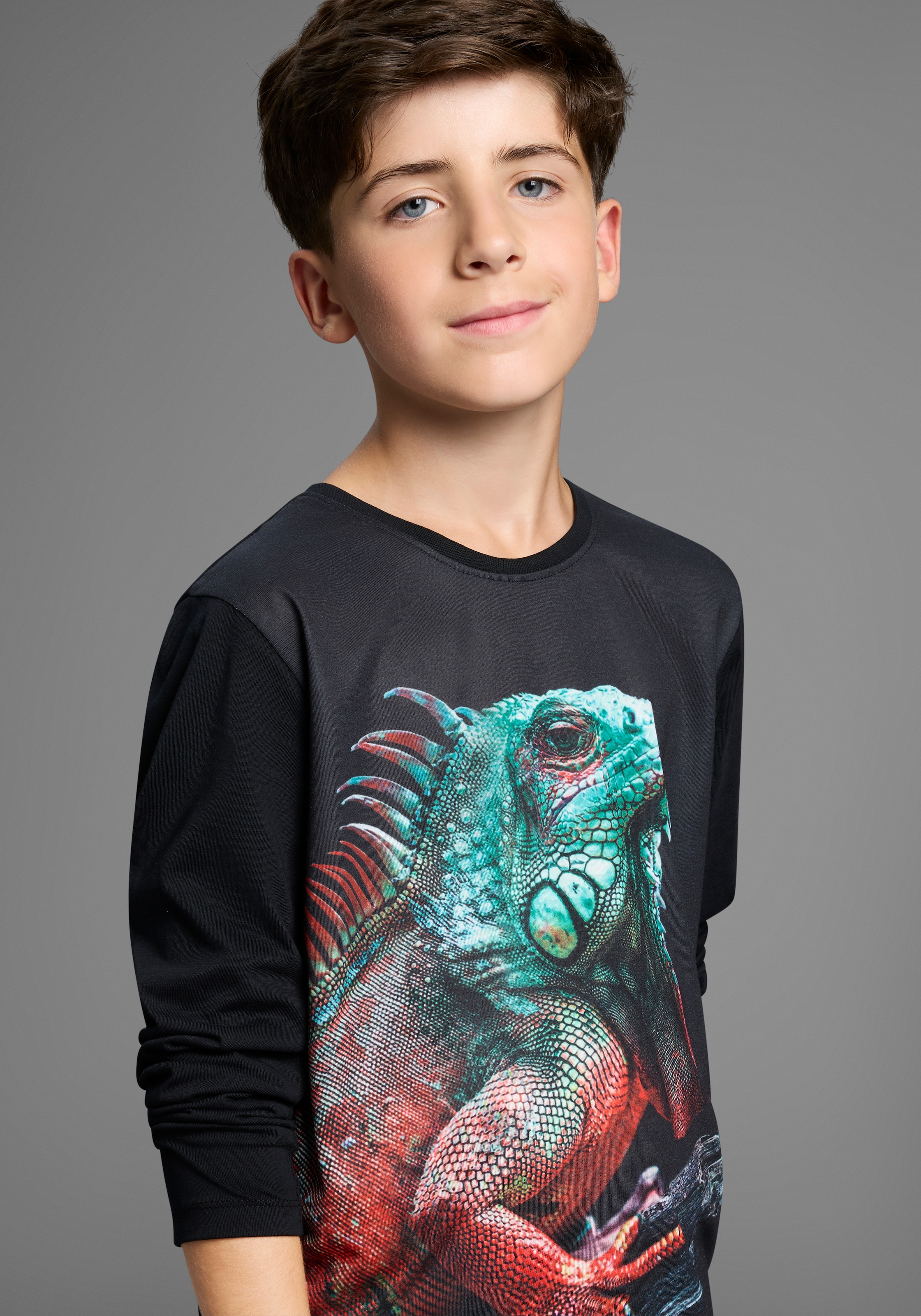 KIDSWORLD Langarmshirt »GECKO, Fotoprint«, Shirt mit Fotodruck, Gecko