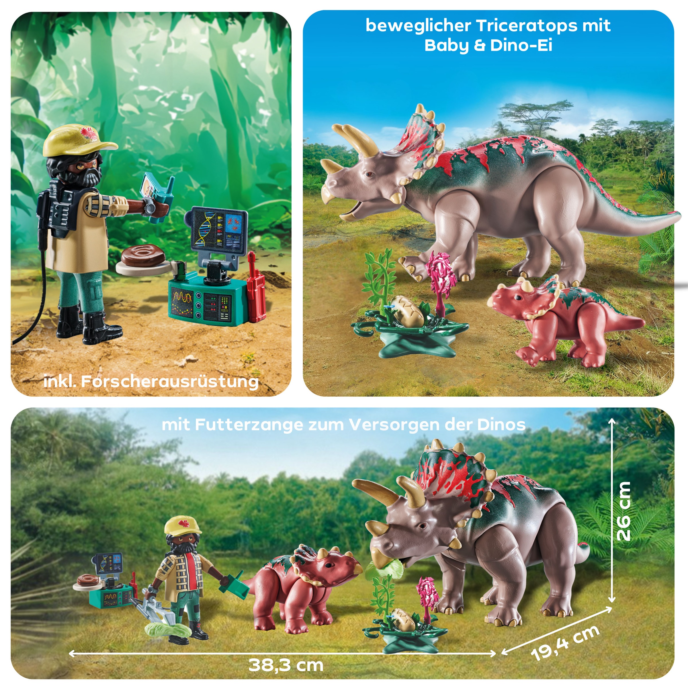 Playmobil® Konstruktions-Spielset »Triceratops mit Jungtier (71821), Playmobil Dinos«, (29 St.)