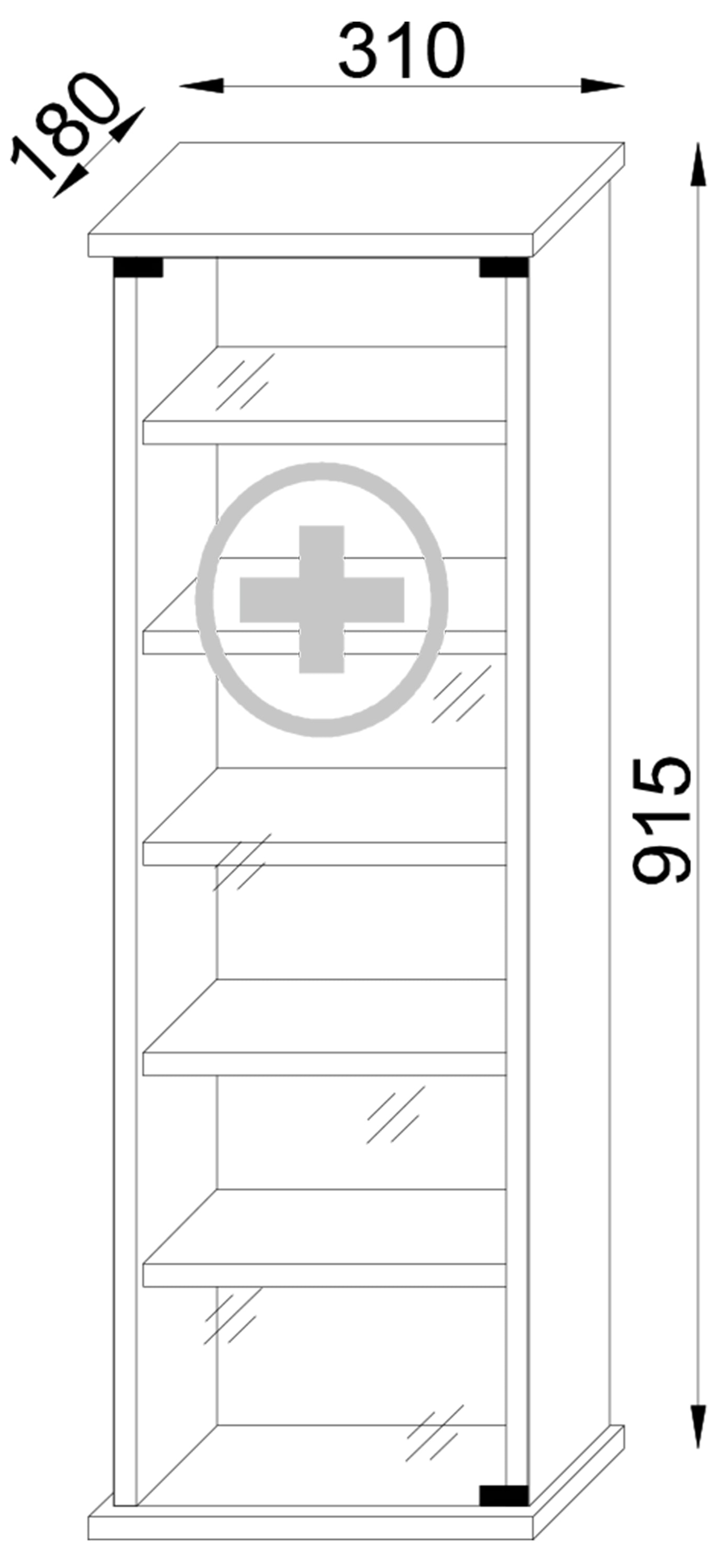 VCM Medizinschrank »VCM Medizinschrank | Maße ca. H. 92 x B. 31 x T. 18 cm | Apothekerschrank abschließbar | Arzneischrank - Omal XL«, (1 St.)