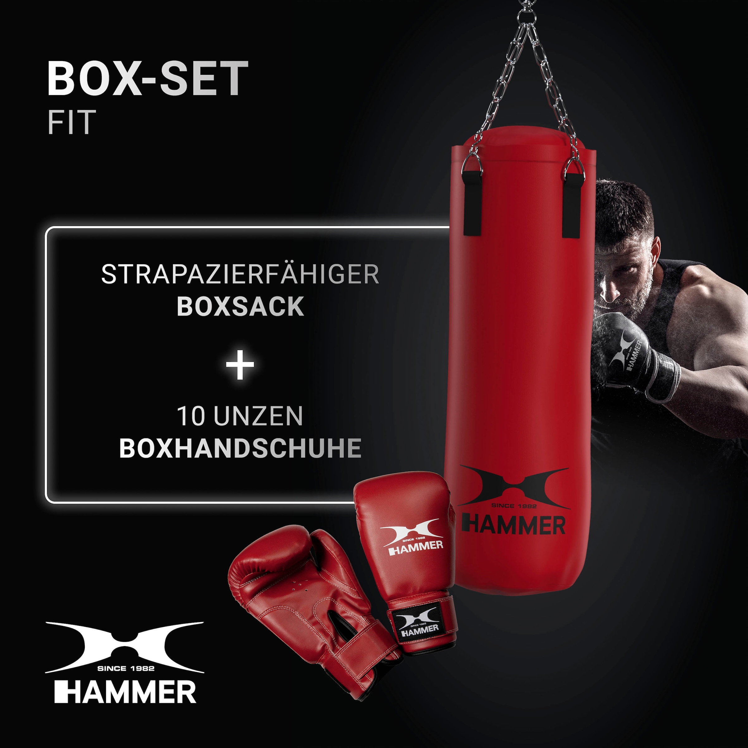 Hammer Boxsack »Fit«, (Set, mit Trainings-DVD-mit Boxhandschuhen) online  bei OTTO