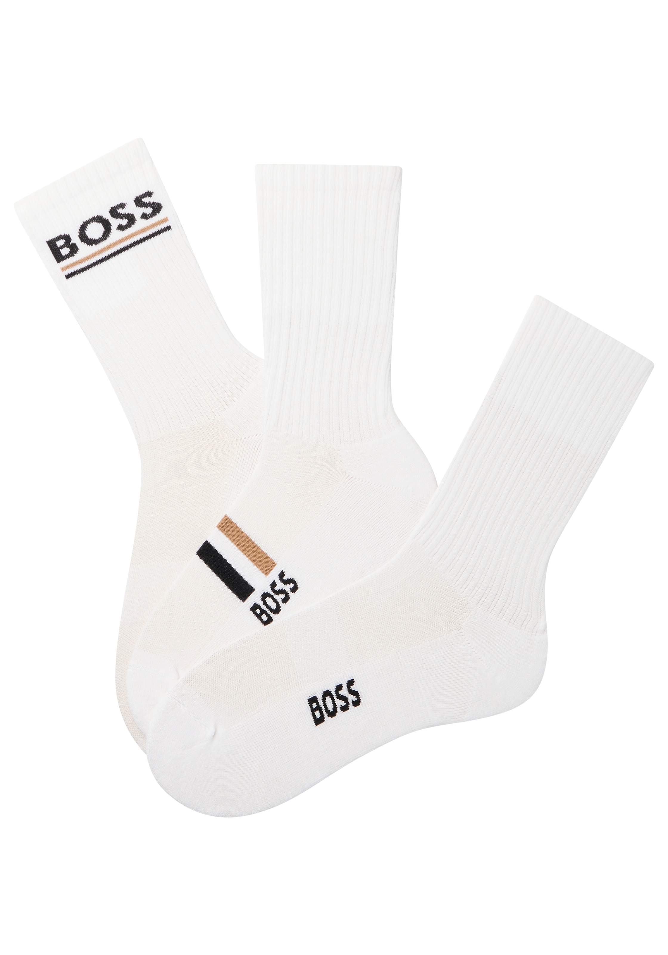 BOSS Socken »3P QS Rib Iconic VB« 3 Paar tlg. Rippstruktur, Plüschsohle