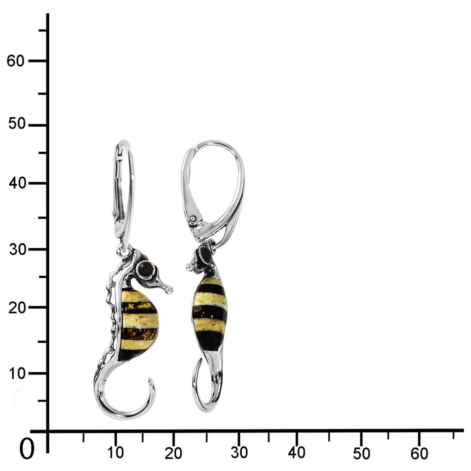OSTSEE-SCHMUCK Paar Ohrhänger »- Seepferdchen - Silber 925/000 - Bernstein«