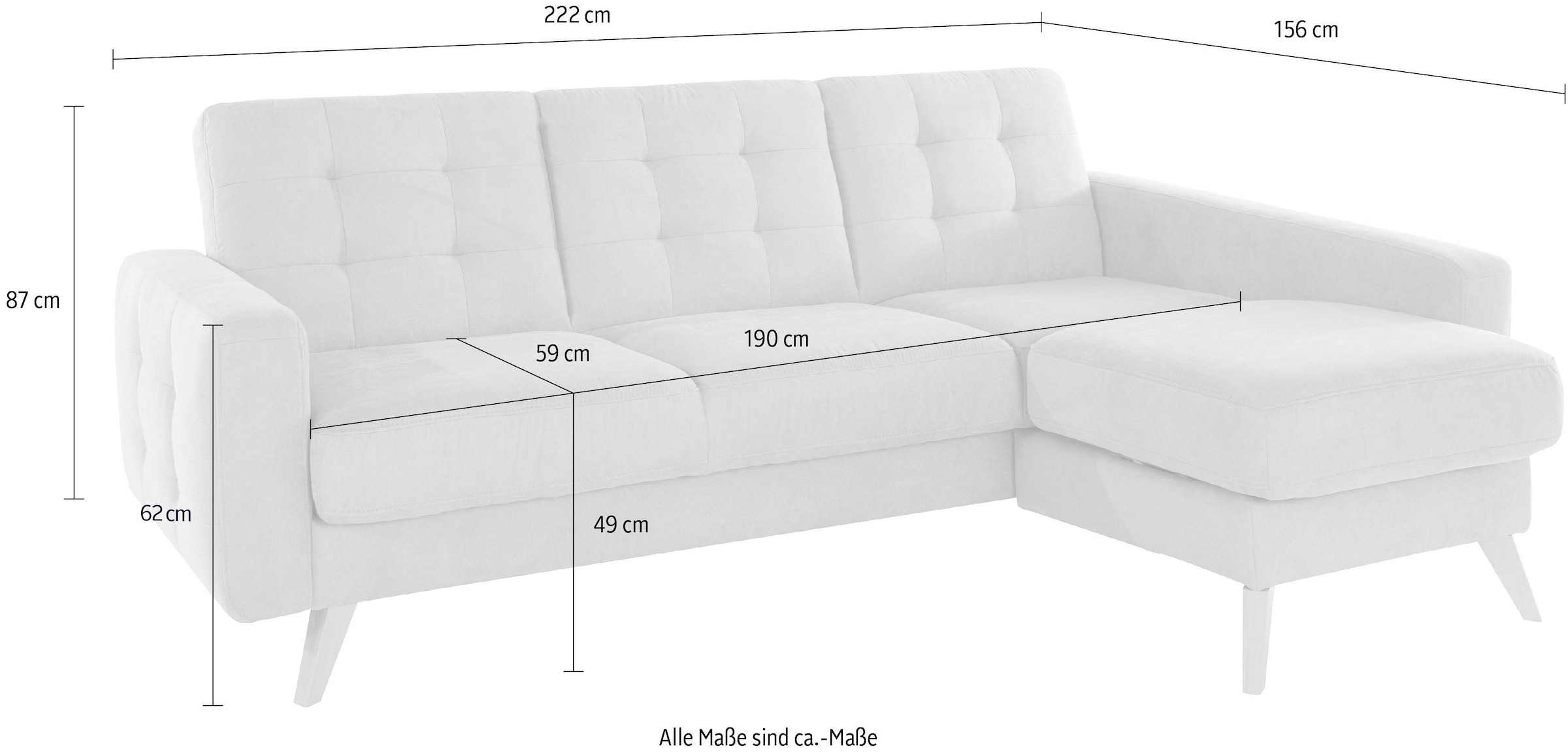 exxpo - sofa fashion Ecksofa »Nappa, kompakt und komfortabel, bequem, zeitloses Design, L-Form«, tolle Detailverarbeitung, inkl. Bettfunktion und Bettkasten