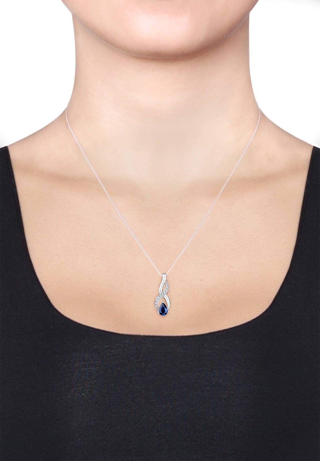 Elli Silberkette »Halskette Infinity Zirkonia Synthetischer Saphir Blau 925 Sterling Silber«