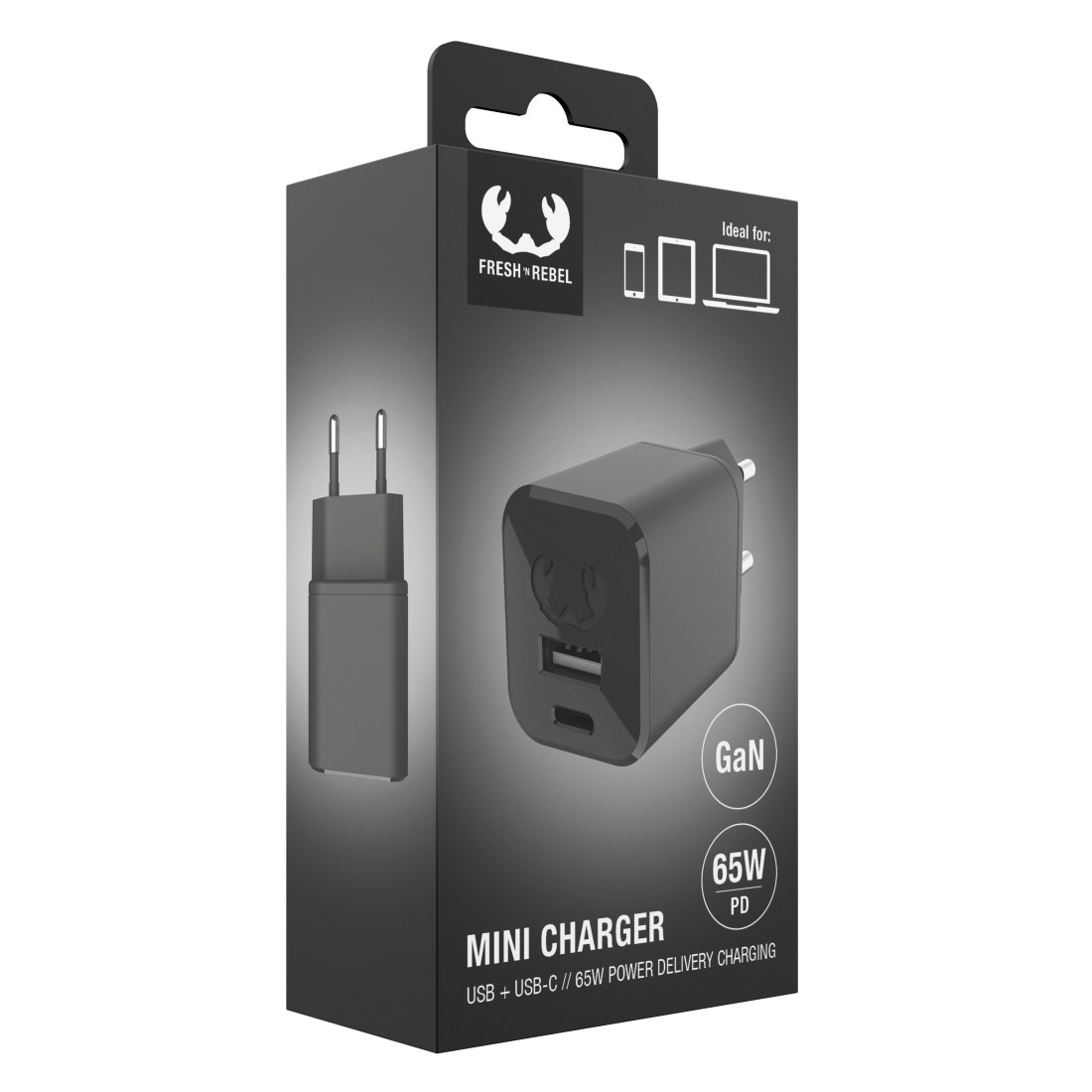 Fresh´n Rebel USB-Ladegerät »Mini-Charger USB-C und USB-A, PD 65W, GAN«, GaN-Technologie (mehr Leistung, kleinere Größe)