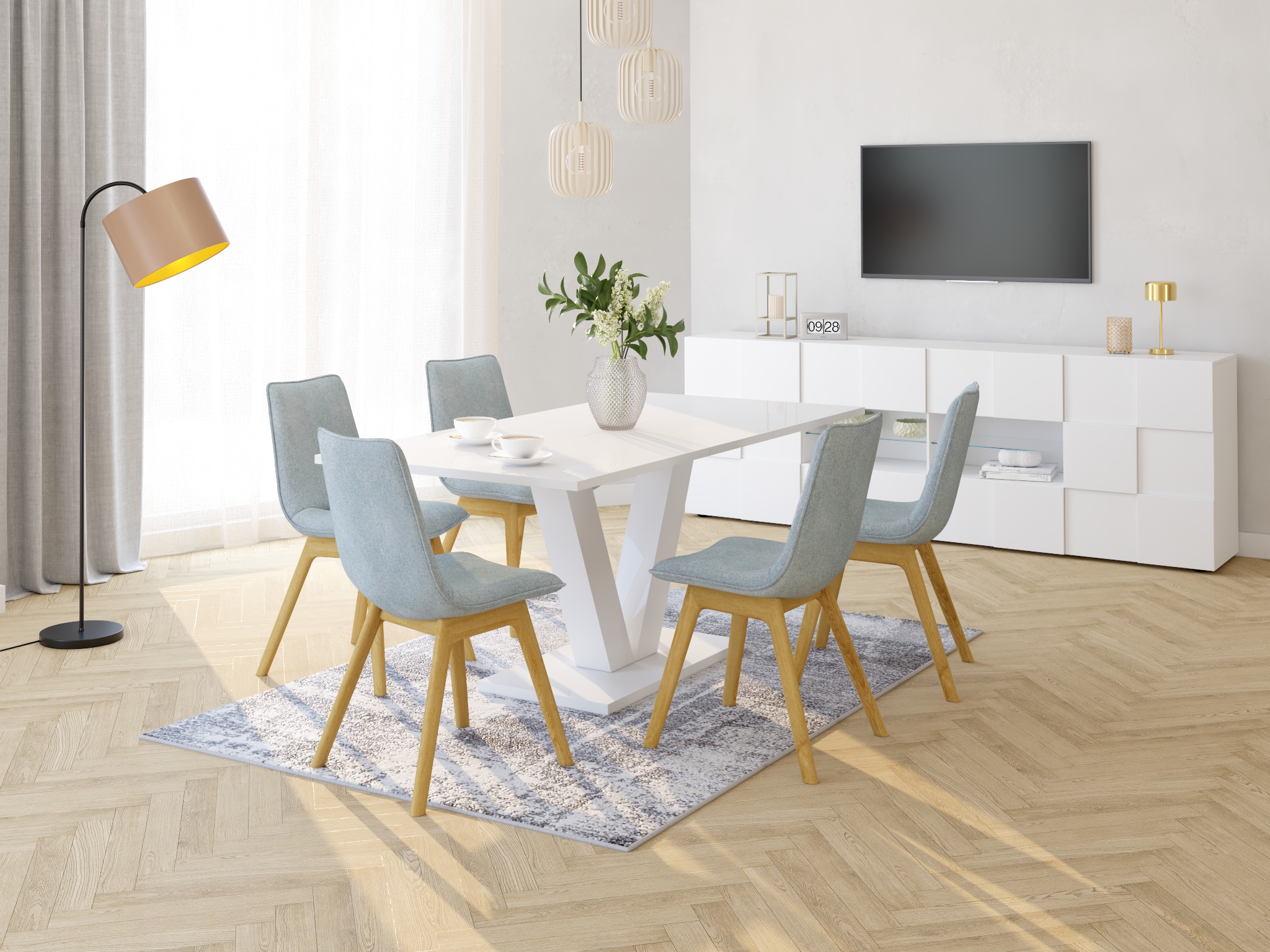 Home affaire Sideboard »Dama Breite 241, Kommode 2 Türen u. 4 Schubkästen, Anrichte« Front in 3D-Optik, viel Stauraum, verschiedene Farben