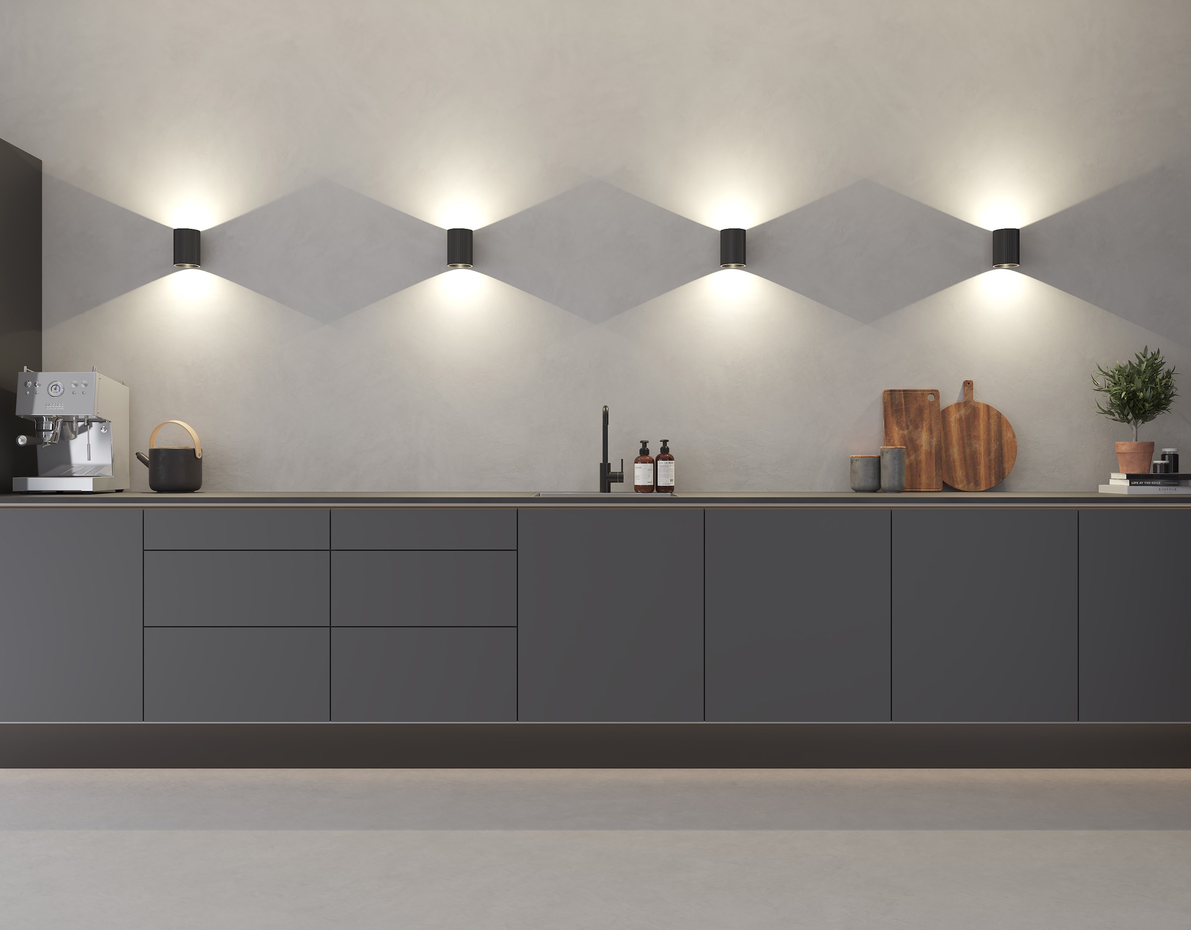 Loevschall Wandleuchte »Sekvens LED Wandleuchte, Wandlampe für Küche, Bad, Flur & Wohnzimmer«, Leuchtmittel LED-Modul | LED fest integriert, Stilvoll & modern, Wasserdicht, Auf und ab Einstellbar
