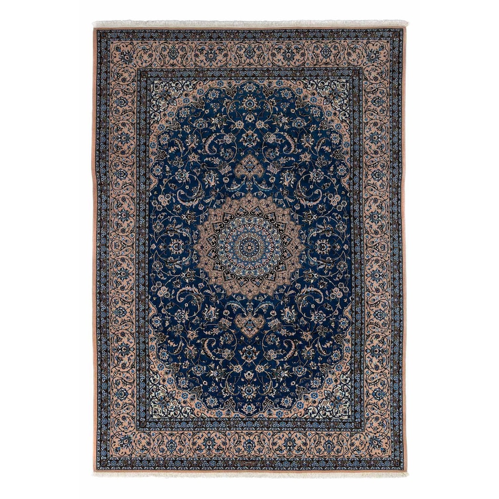 morgenland Wollteppich »Nain 9la Medaillon Blu scuro 348 x 245 cm«, rechteckig