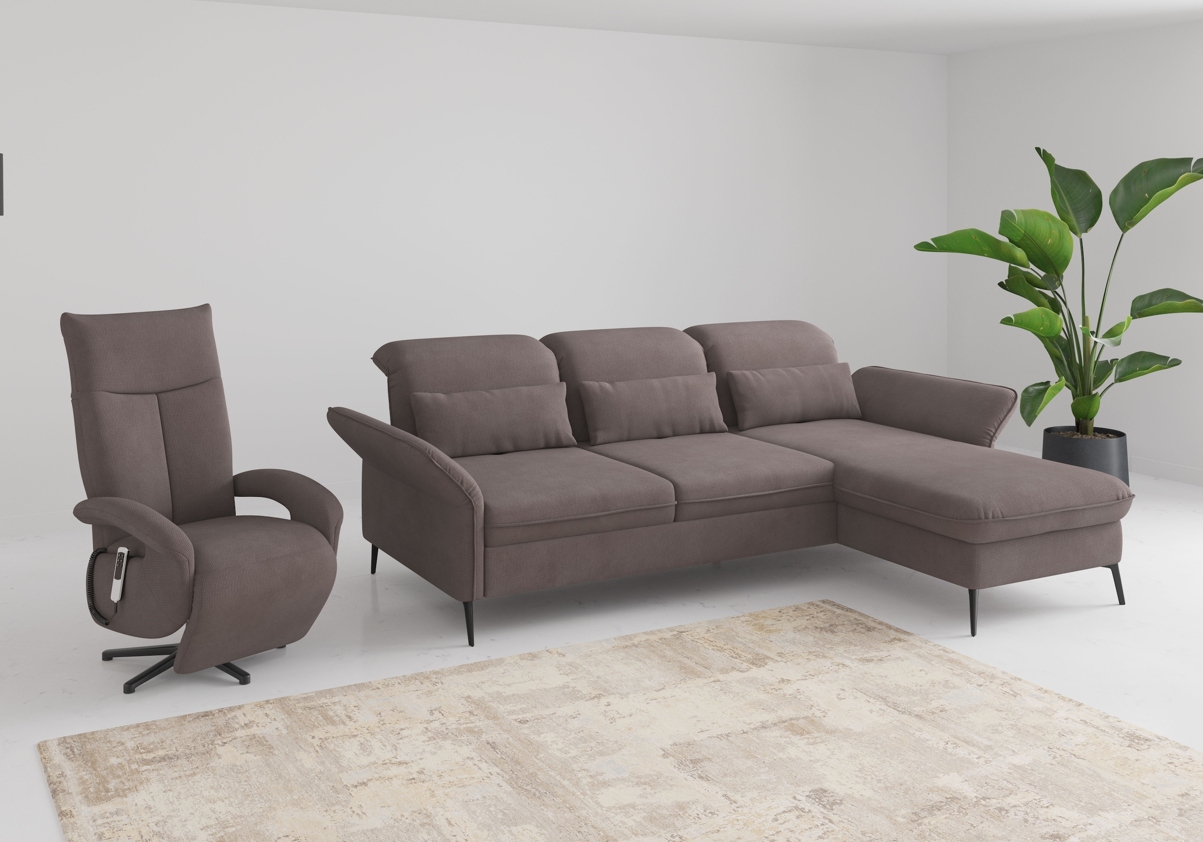 sit&more Ecksofa »Emely«, mit Sitztiefenverstellung optional mit Bettfunktion und Bettkasten