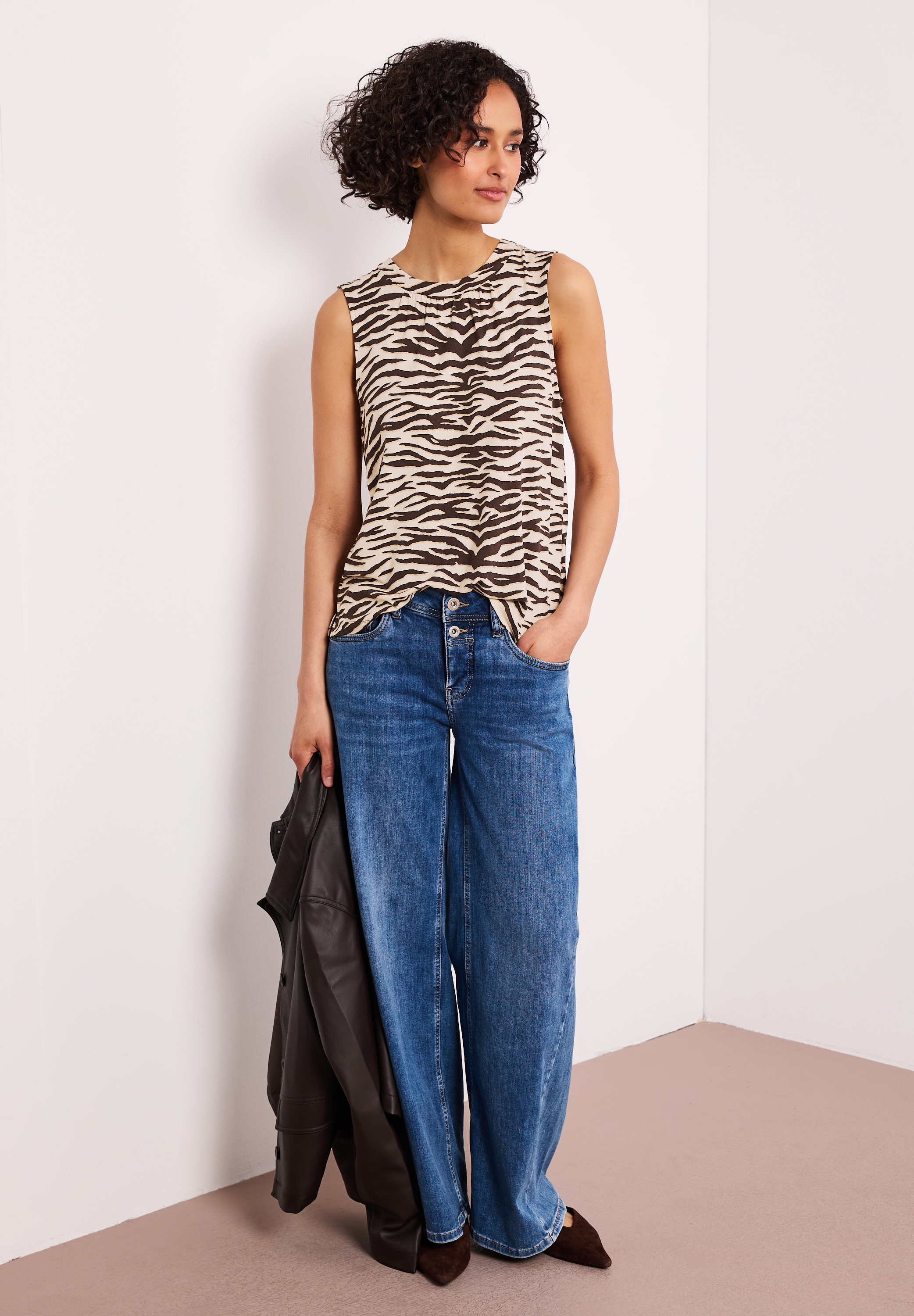 STREET ONE Shirttop Sommershirt mit Zebra-Print